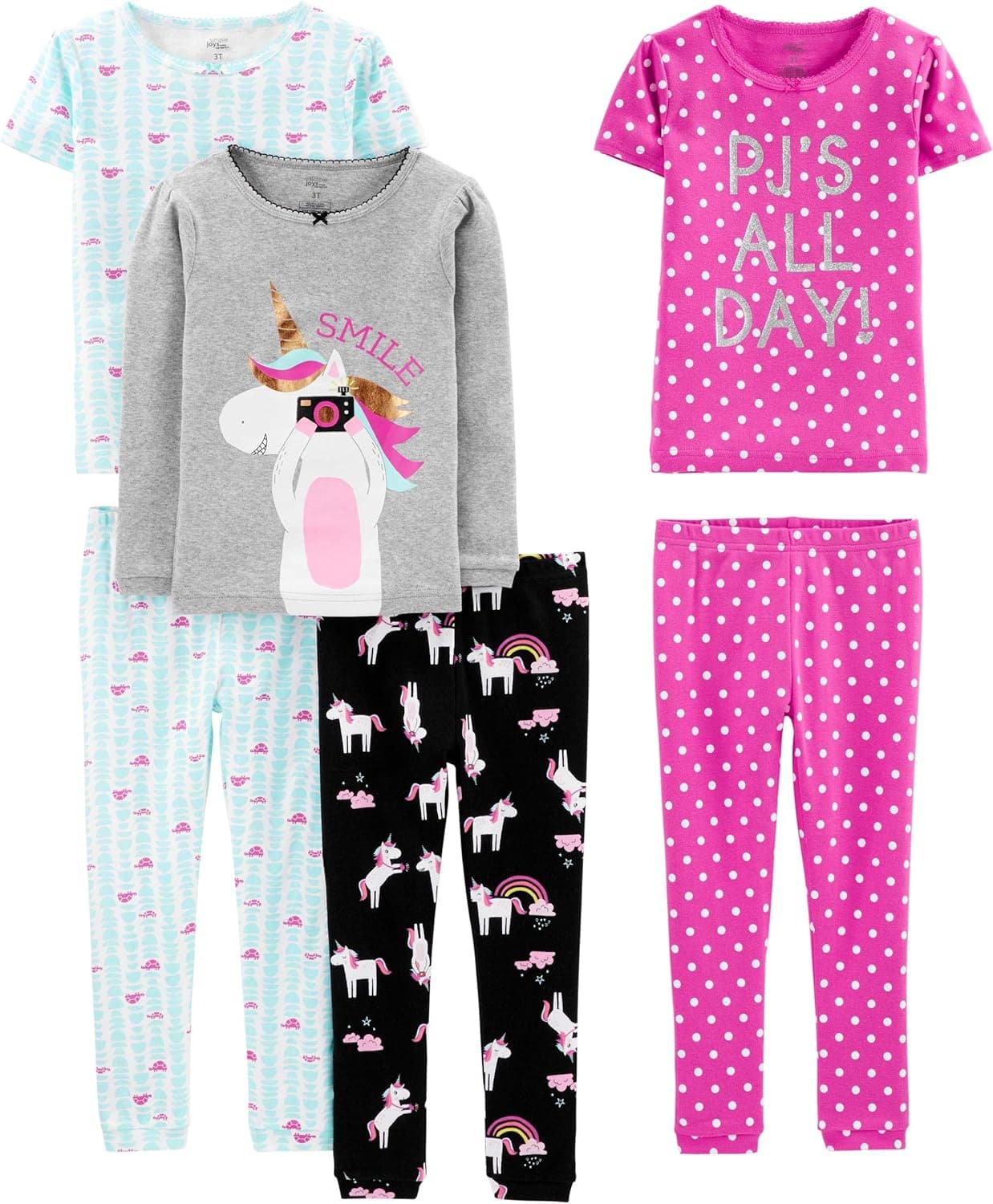 Simple Joys by Carter's girls 6-piece Snug Fit Cotton Pajama Set