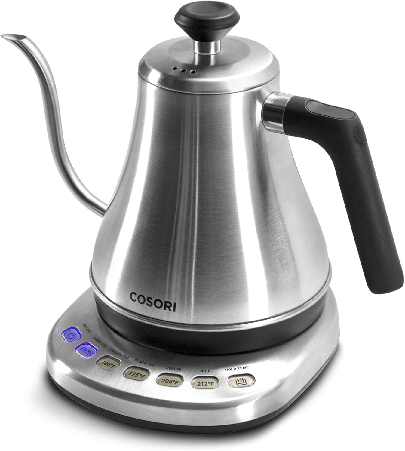 COSORI Gooseneck Electric Kettle with 5 Variable Presets, Pour Over & Coffee maker, 100% Stainless Steel Inner Lid & Bottom, 1200 Watt Quick Heating, 0.8L, Silver