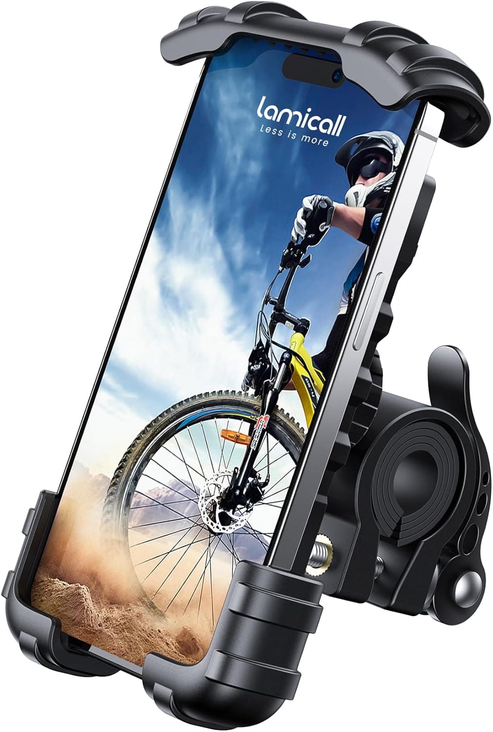 Lamicall Bike Phone Holder, Motorcycle Mount - Motorcycle Phone Holder, Handlebar Cell Phone Clamp, Scooter Phone Clip for iPhone Air 17 Pro Max, 16 15 Pro Max Plus, S20, More 4.7 to 6.8" Smartphones