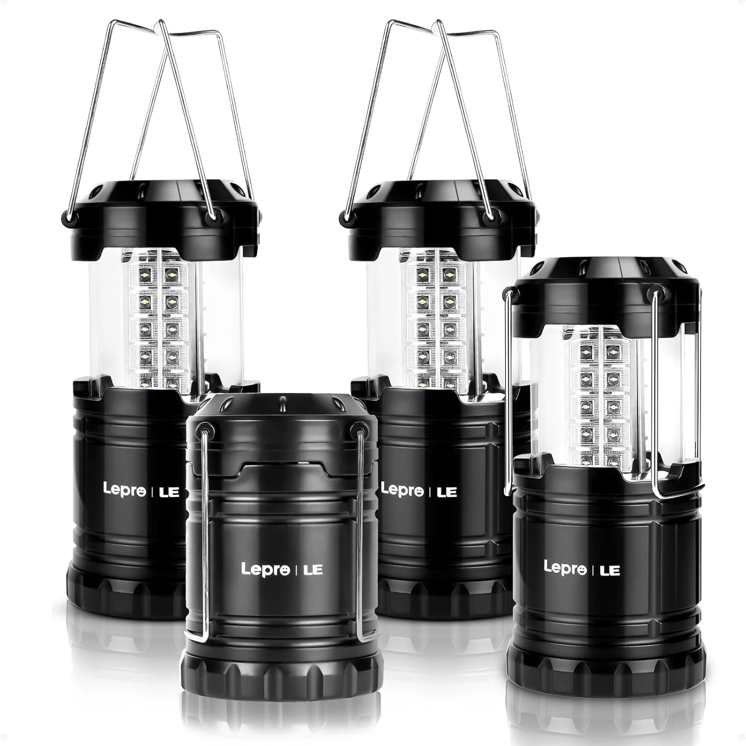 Lepro LED Camping Lanterns Battery Powered, Collapsible, IPX4 Water Resistant, Outdoor Portable Lights for Emergency, Hurricane, Storms and Outages