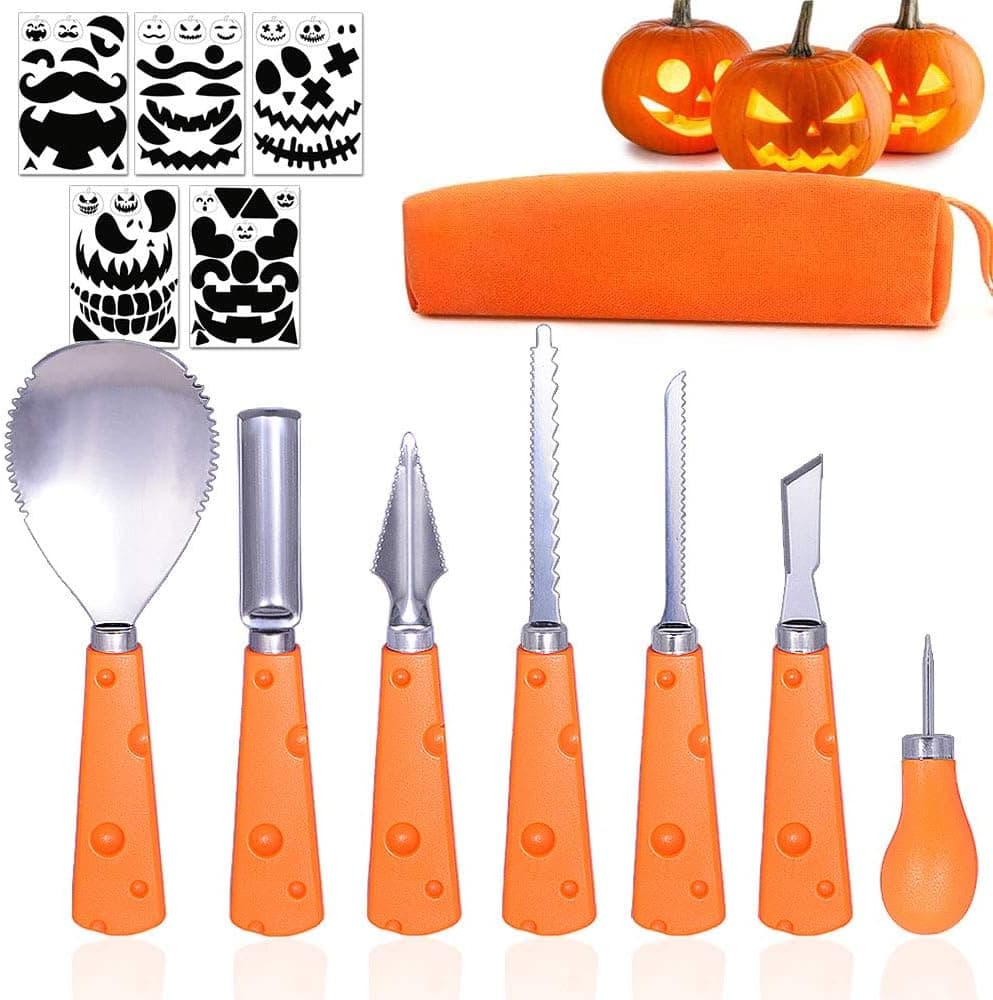 7 Packs Pumpkin Carving Kit with Stencils, (Halloween Pumpkin Carving Tools Set)