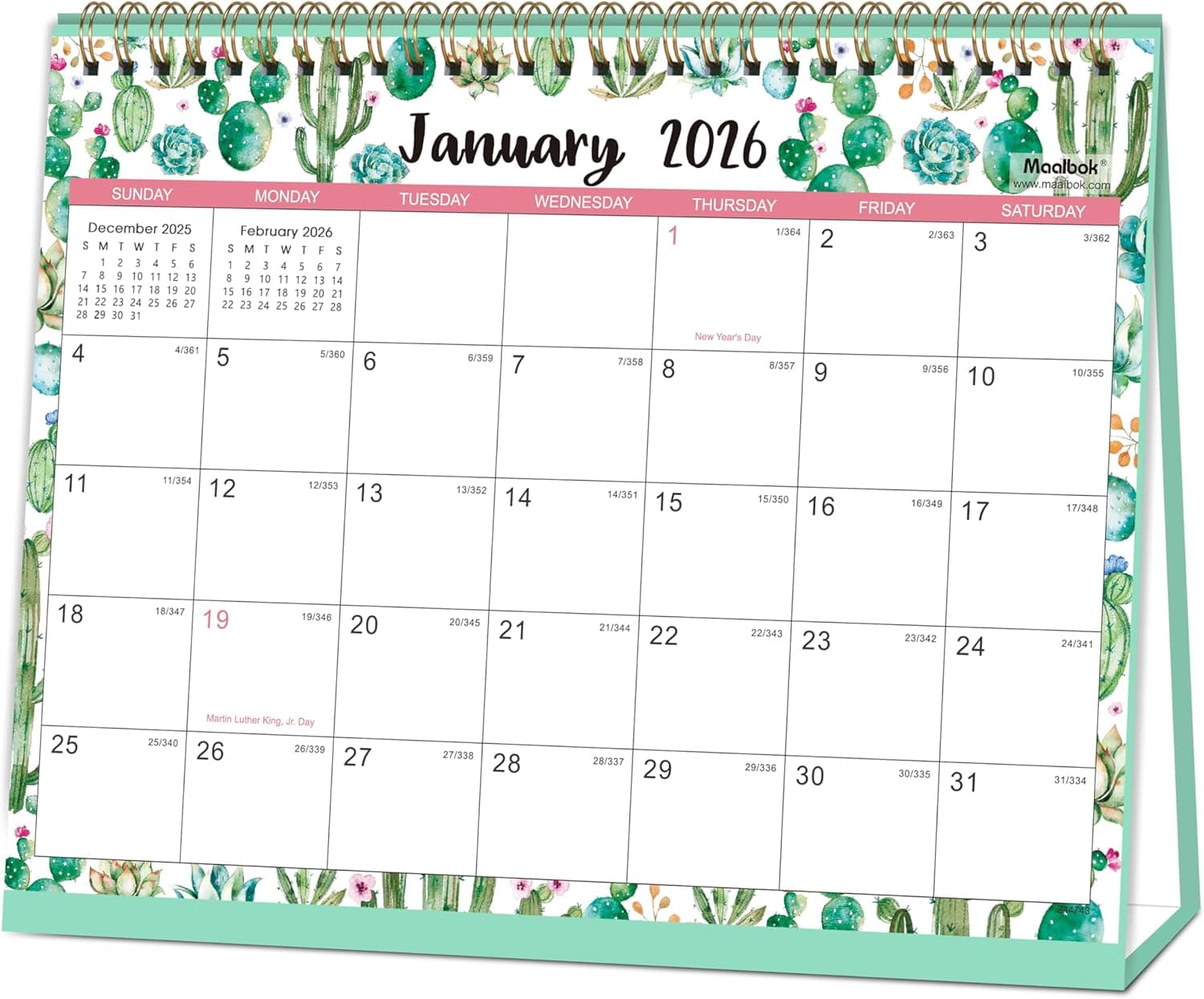 2026 Desk Calendar - Desk Calendar 2026 Standing Flip, January 2026 - December 2026, 10" x 8.3", Desktop Calendar 2026 with Memo Pages, Holidays & Large Blocks