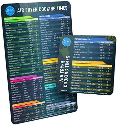 Air Fryer Magnetic Cheat Sheet Set - Air Fryer Accessories Cookbook - As Seen on The Today Show an Easy to Use AirFryer Time Chart Set - Strong Magnet Quick Reference Cooking Guide for Frying (Black)