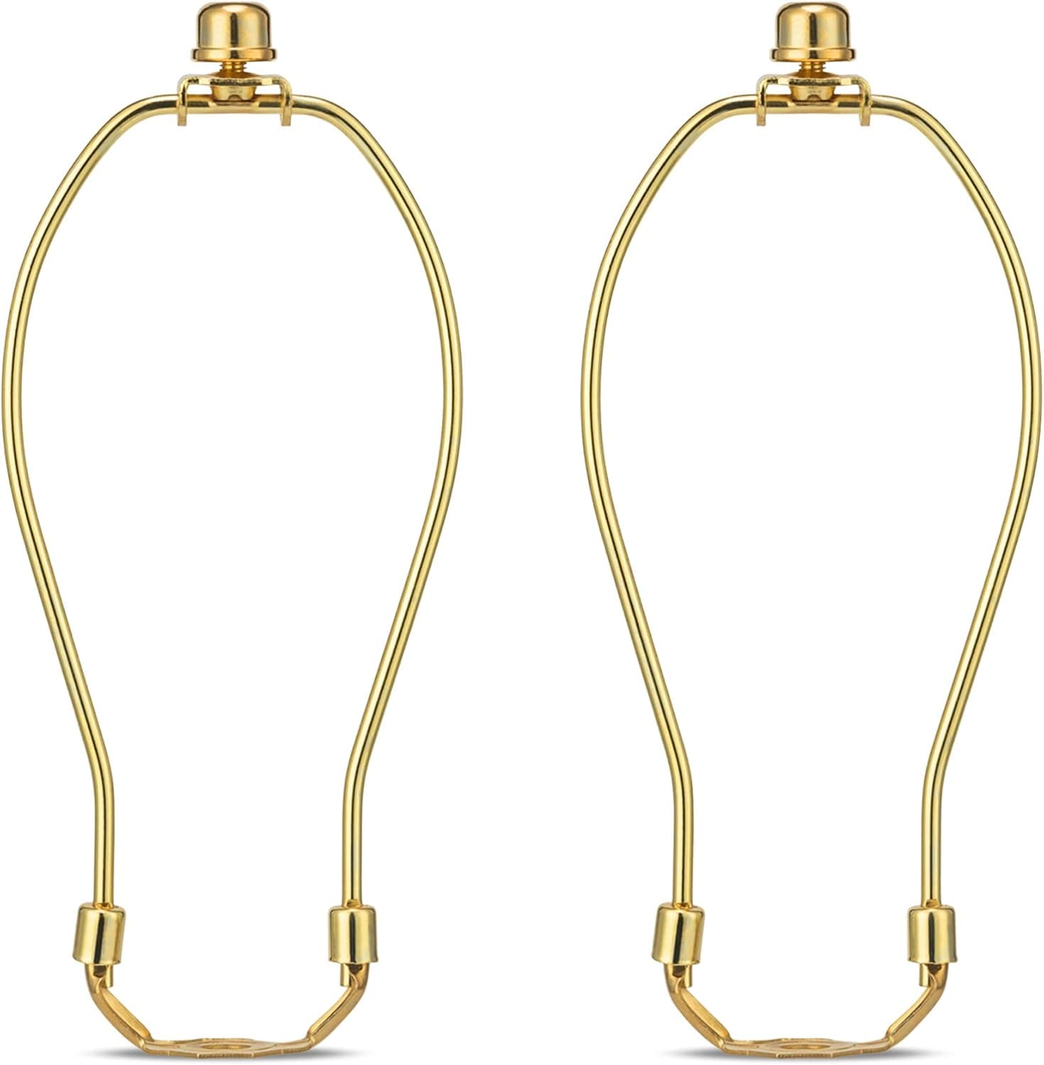 Brass 8 Inch Lamp Harp - 2 Set, Detachable Shade Holder for Table & Floor Lamps, Heavy Duty Bracket with Standard Saddle & Finial