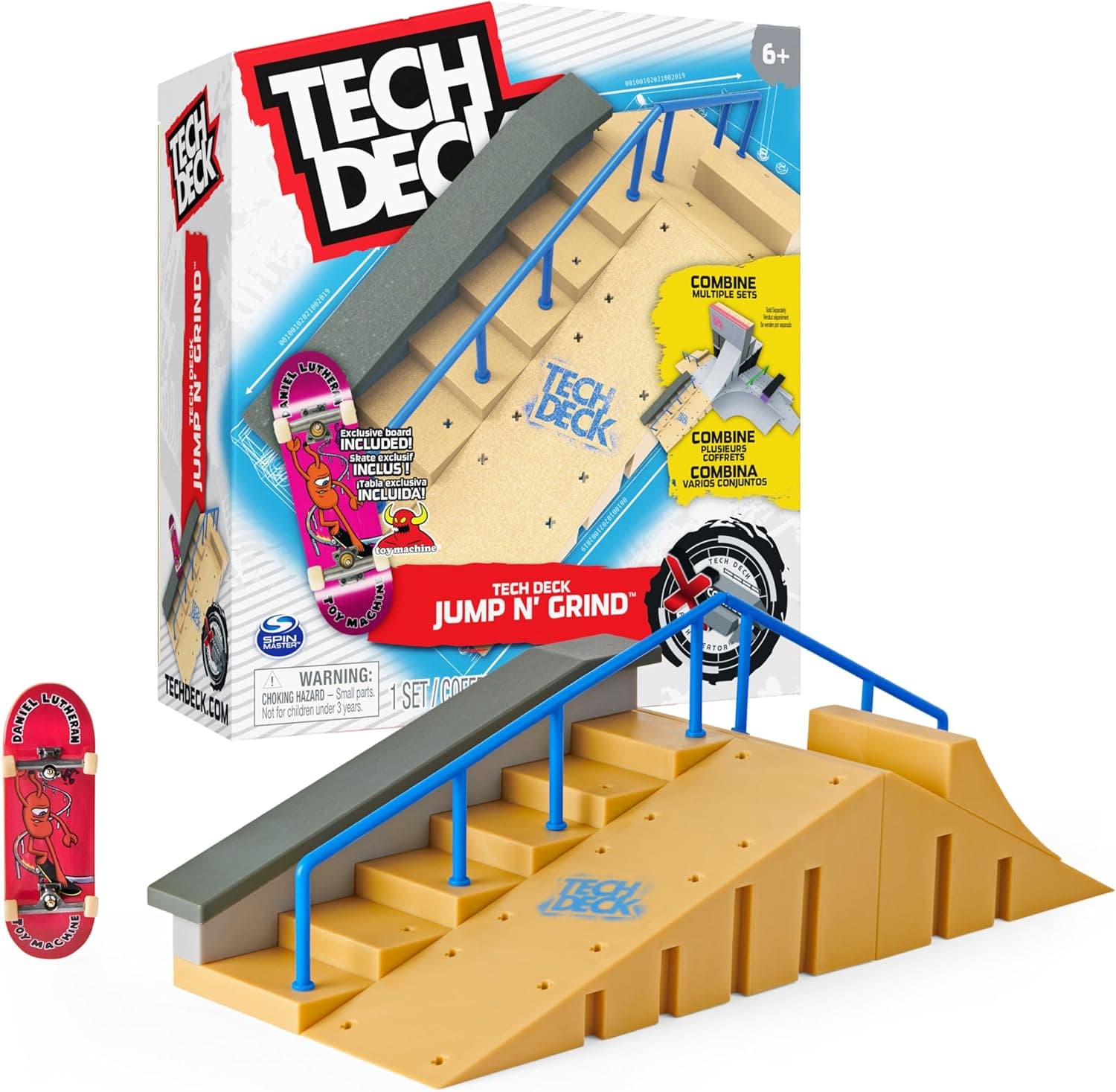 Tech Deck, Jump N’ Grind X-Connect Park Creator, Customizable and Buildable Ramp Set with Exclusive Fingerboard, Kids Toy for Ages 6 and up