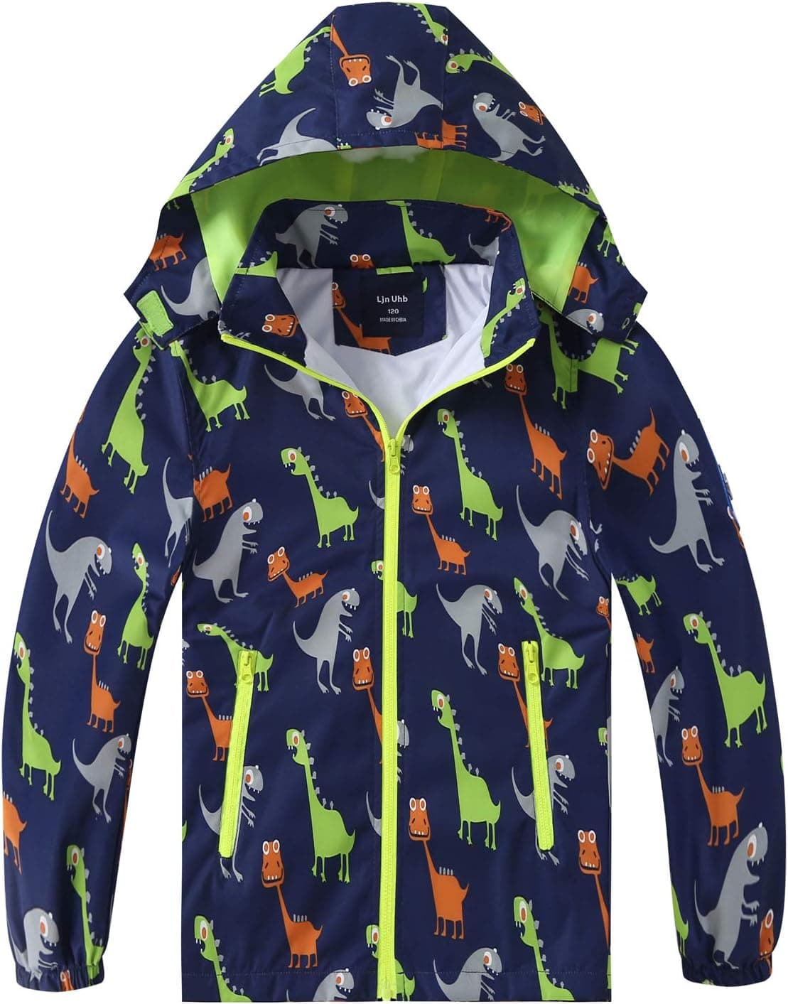 Waterproof Hooded Jacket for Boys Girls,Kids Raincoats Outdoor Windbreaker Dinosaur Rain Jacket