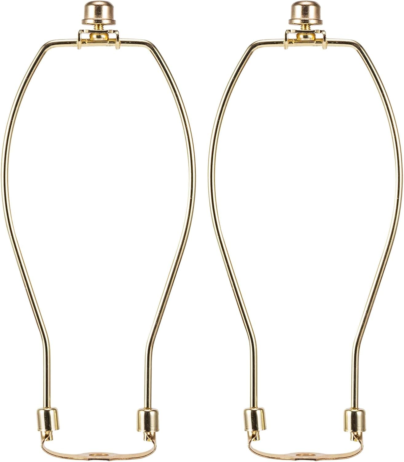 9 Inch Brass Lamp Harp Holder Kits with Finials and Detachable Saddle Bases, Light Duty, Saangseon Set of 2 DIY Lighting Accessories Horn Frame Lampshade Brackets