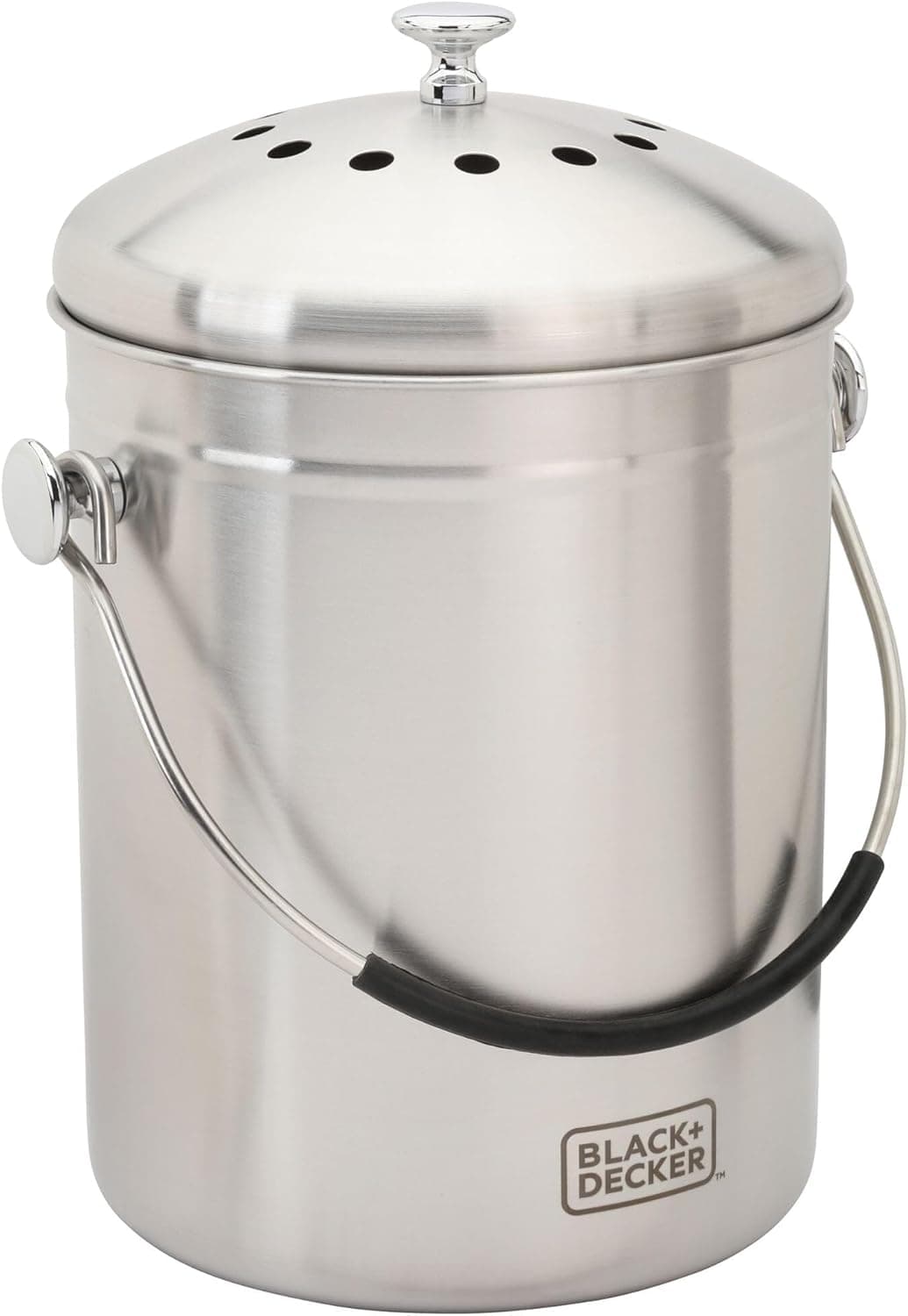 BLACK+DECKER Compost Bin, Stainless Steel, Countertop, 166 oz. (BDSTGAKT9702)