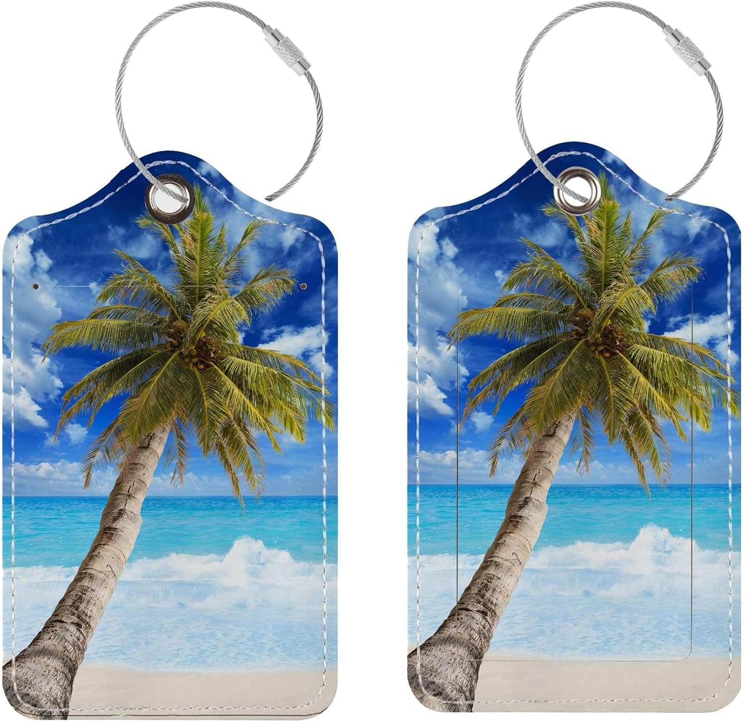 Luggage Tags for Suitcases, 2 Pack Cute PU Leather Suitcase Tag Identifiers TSA Approved with Stainless Steel Loop and Address Card for Baggage Tag for Cruise Airport Travel Essentials by Chelmon