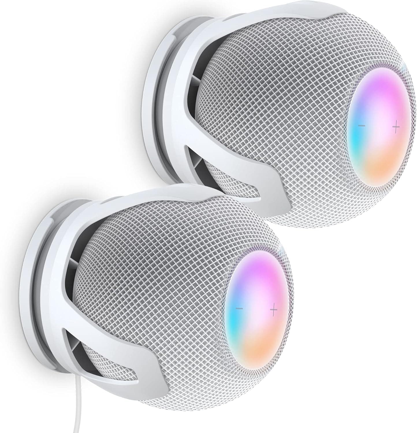 PlusAcc for HomePod Mini Wall Mount - Holder Mount Compatible with Homepod Mini, No Muffled Sound, with Cord Management, Space Saving Accessories for Home Pod Mini (2Pack White)