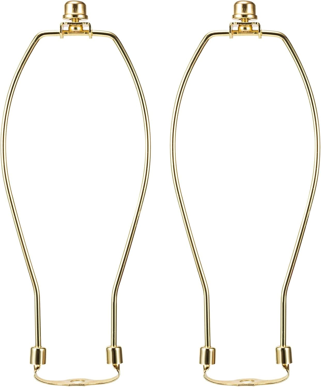 10 Inch Brass Lamp Harp Holder Kit Replacements with Finials and Detachable Saddle Bases, Light Duty, Saangseon Pack 2 DIY Lighting Accessories Horn Frame Lamp Shade Brackets