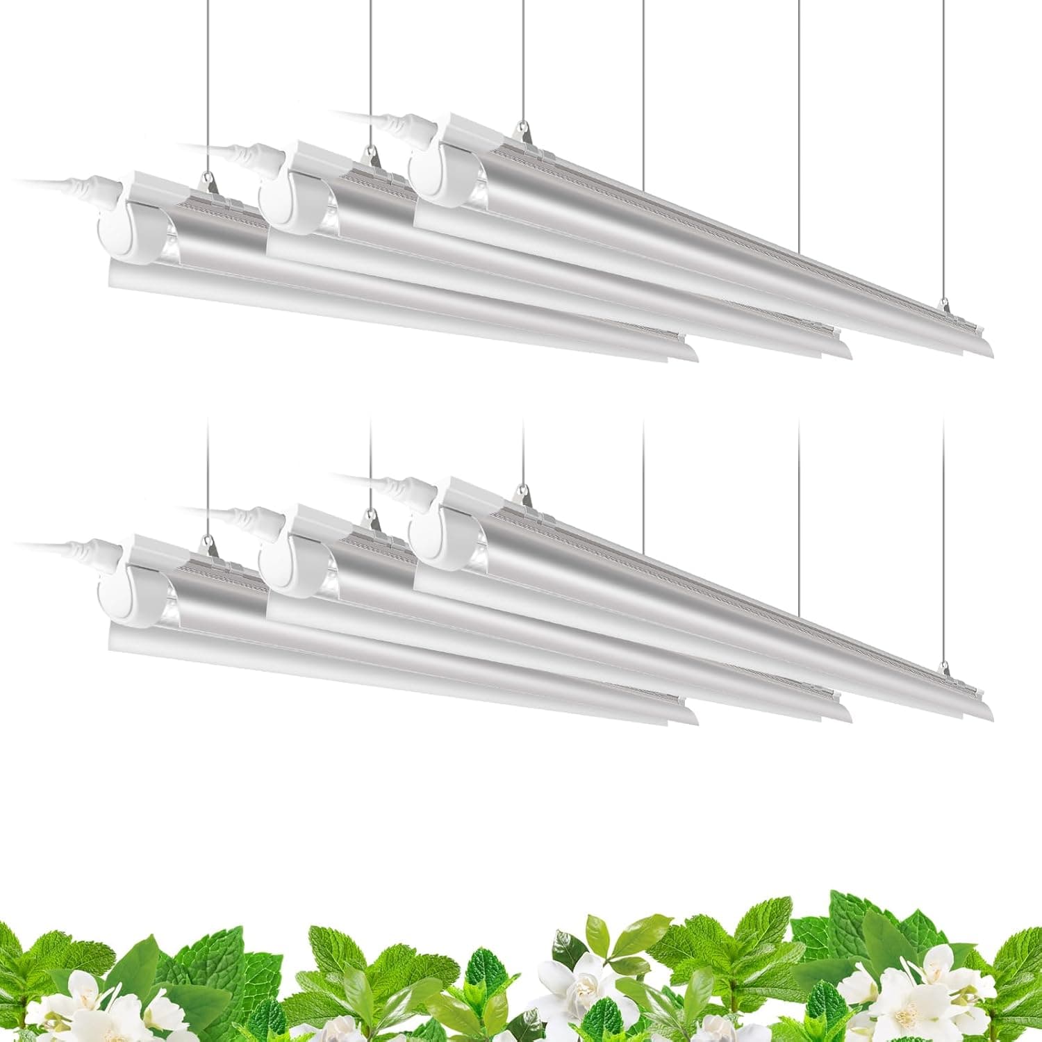 Barrina Plant Grow Lights, 4FT 5000K Full Spectrum Daylight White, 252W(6 x 42W, 1400W Equivalent), T8 LED Grow Light Strips, Growing Lamp Fixture, Plant Lights for Indoor Plants, Greenhouse, 6-Pack