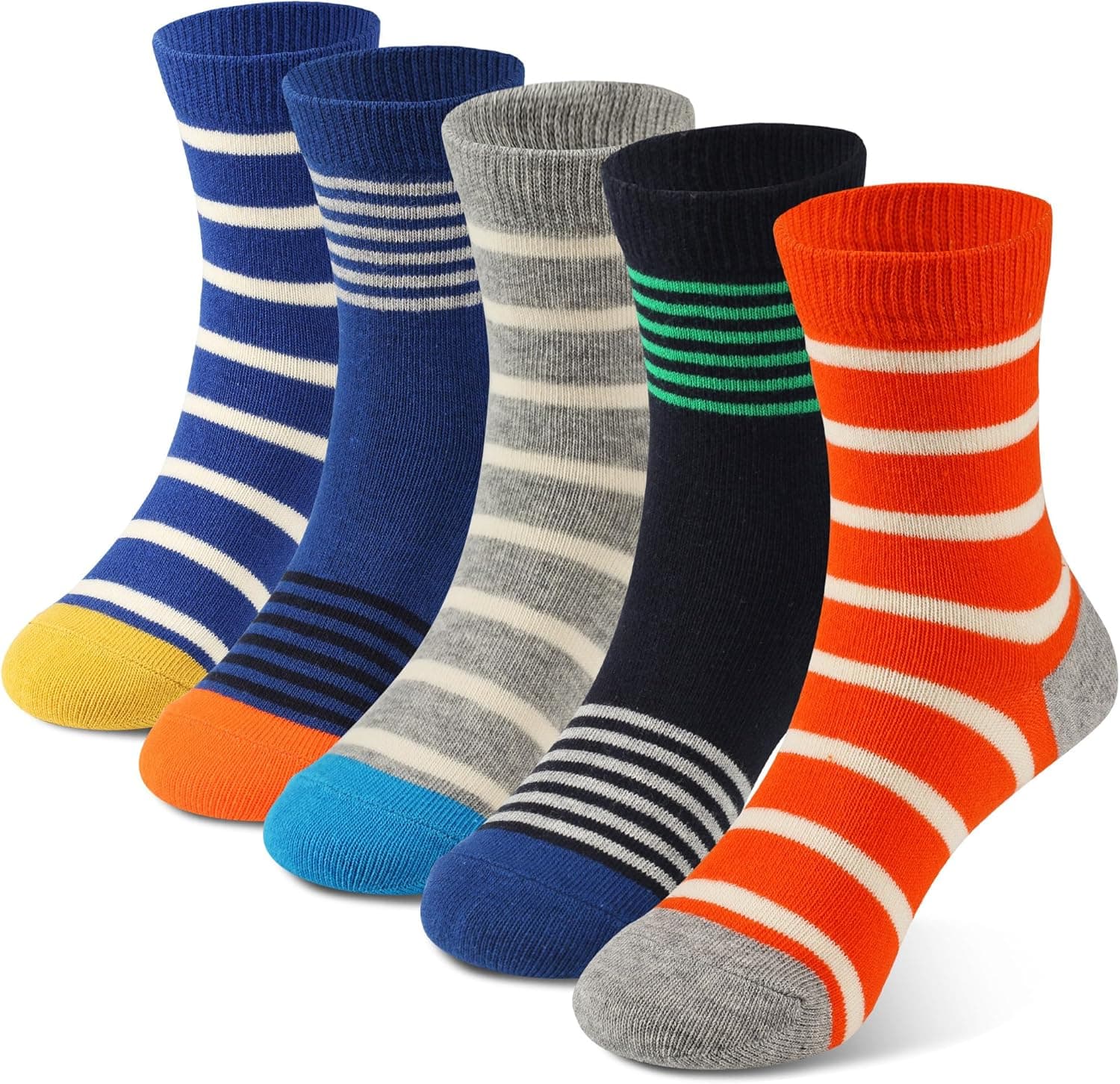 COTTON DAY Kids Boys Crew Dress Socks Bright Colorful Stripes Design