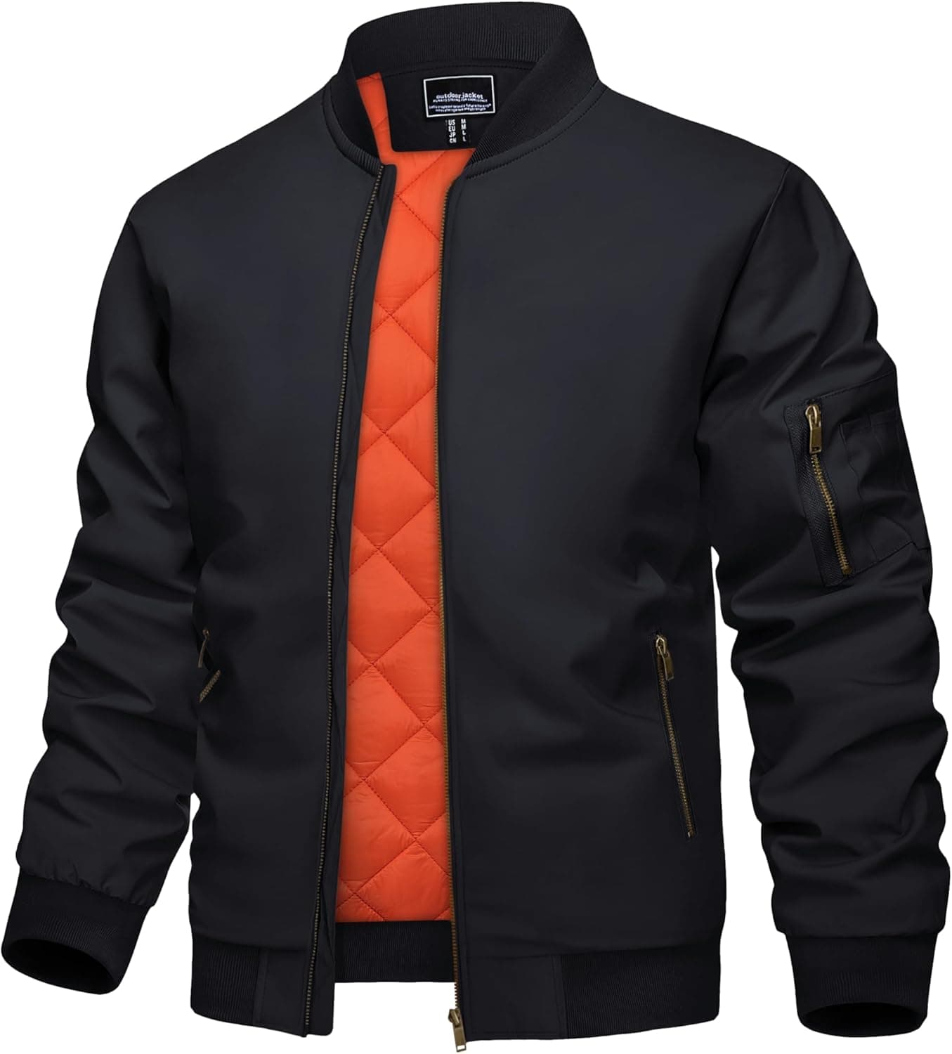 KEFITEVD Bomber Jacket Men Winter Coats Full Zip Windbreaker Mens Jackets Casual Work Coats