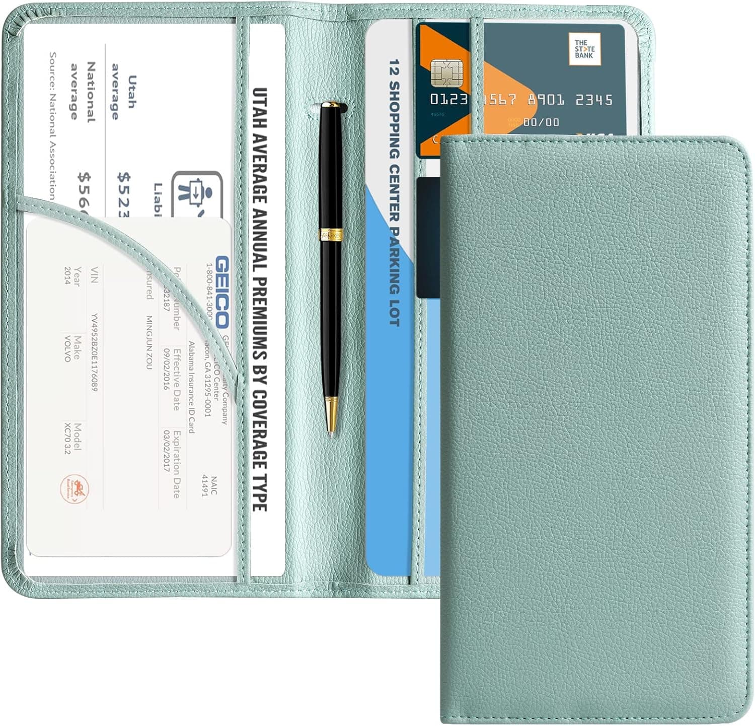 CoBak Car Registration and Insurance Holder - Vehicle Glove Box Car Organizer,Auto Truck Comparment Accessories Case with Magnetic Closure for Essential Document,Driver License,Cards