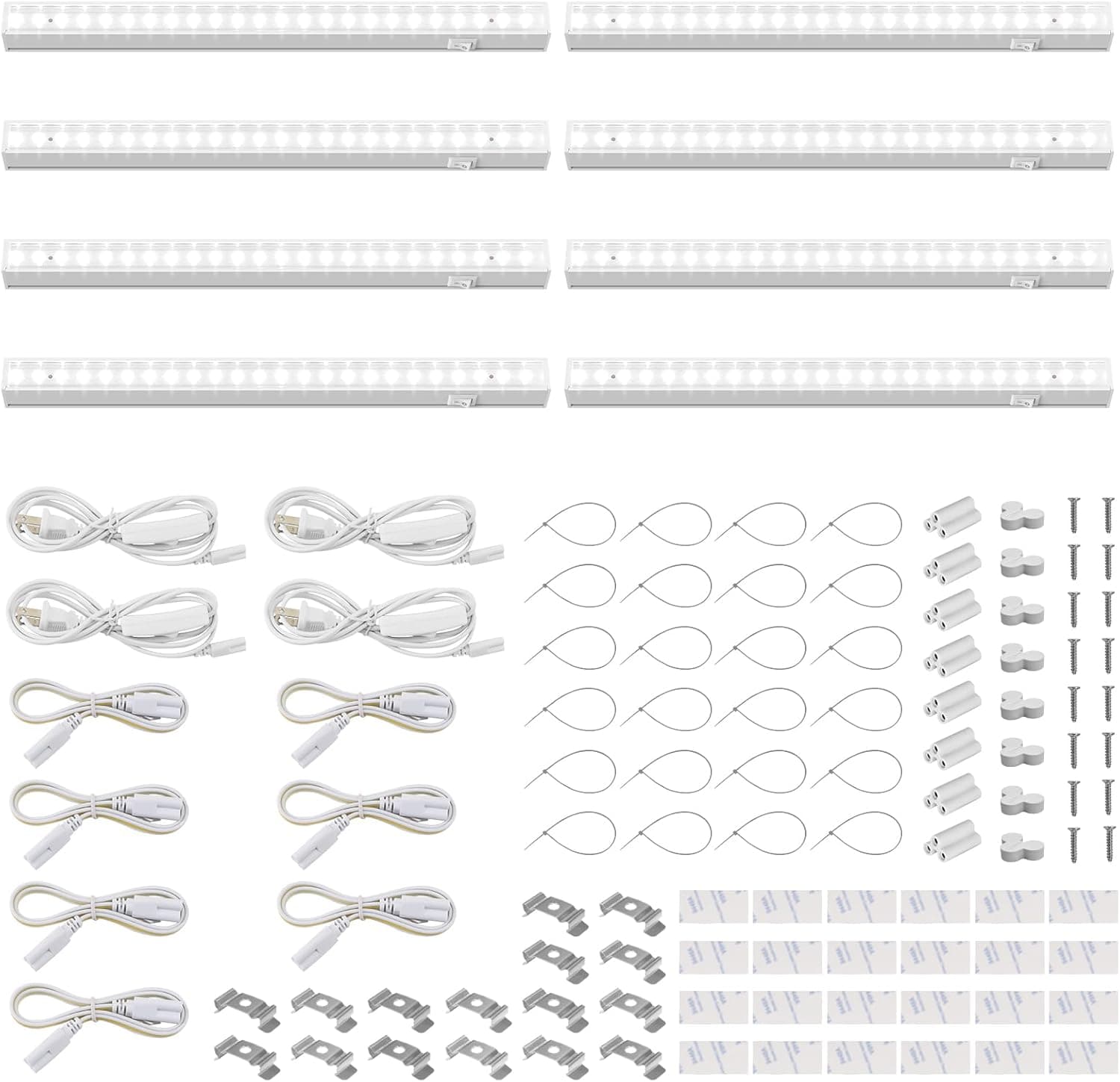 Barrina Grow Lights for Indoor Plants, 1ft Plant Lights for Indoor Growing, 5000K White Full Spectrum Grow Light, Individual Switch, T5 Grow Light Strip, Plug and Play, 8-Pack