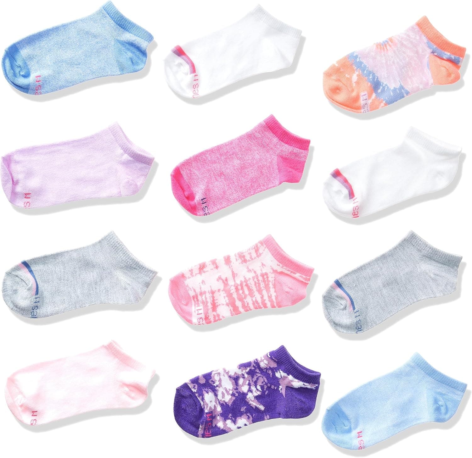 Hanes girls Socks, Fashion Patterned Soft Socks, No Show, Ankle, and Crew, 12-pair Packs