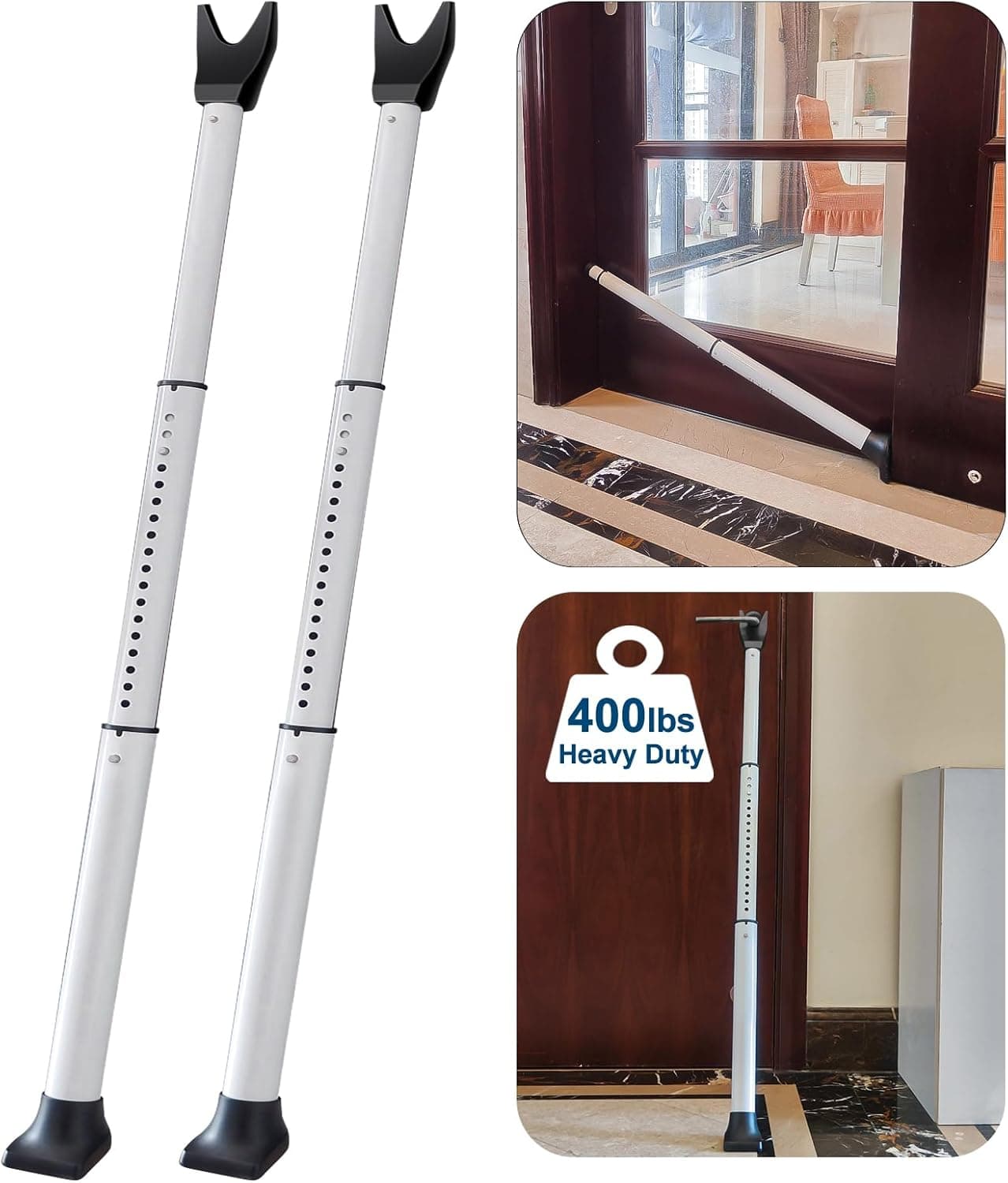 Rerishom Door Security Bar, Door Stoppers Security bar,Heavy Duty Door Lock Security Door Jammer Door Stopper for Apartment, Hotel Room,Screen Door Hardware, Gate Lock Bar, 2 Pack