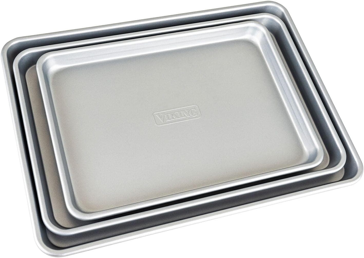 Viking Premium 3-Piece Nonstick Baking Sheet Pan Set, Made without PFAS, Heavy Gauge Aluminized Steel Cookie Sheets with Reinforced Iron Frame, 13, 15 & 18-Inch, Oven Safe to 475F