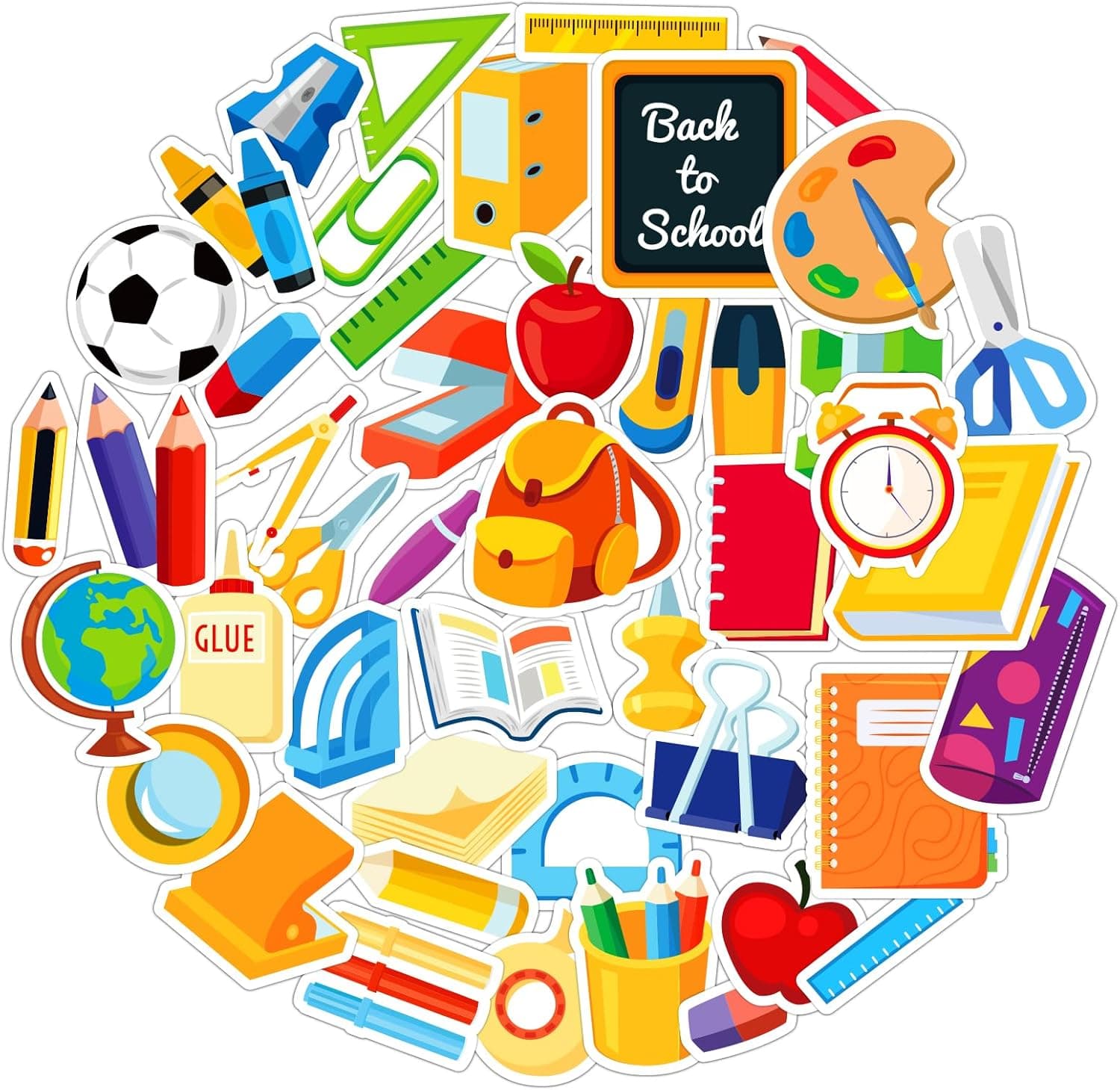 D24TIME Back to School Stickers - 47Pcs School Science Scrapbook Stickers Teachers Students Cute Waterproof Decal Sticker for Laptop Water Bottles Classroom School Supplies