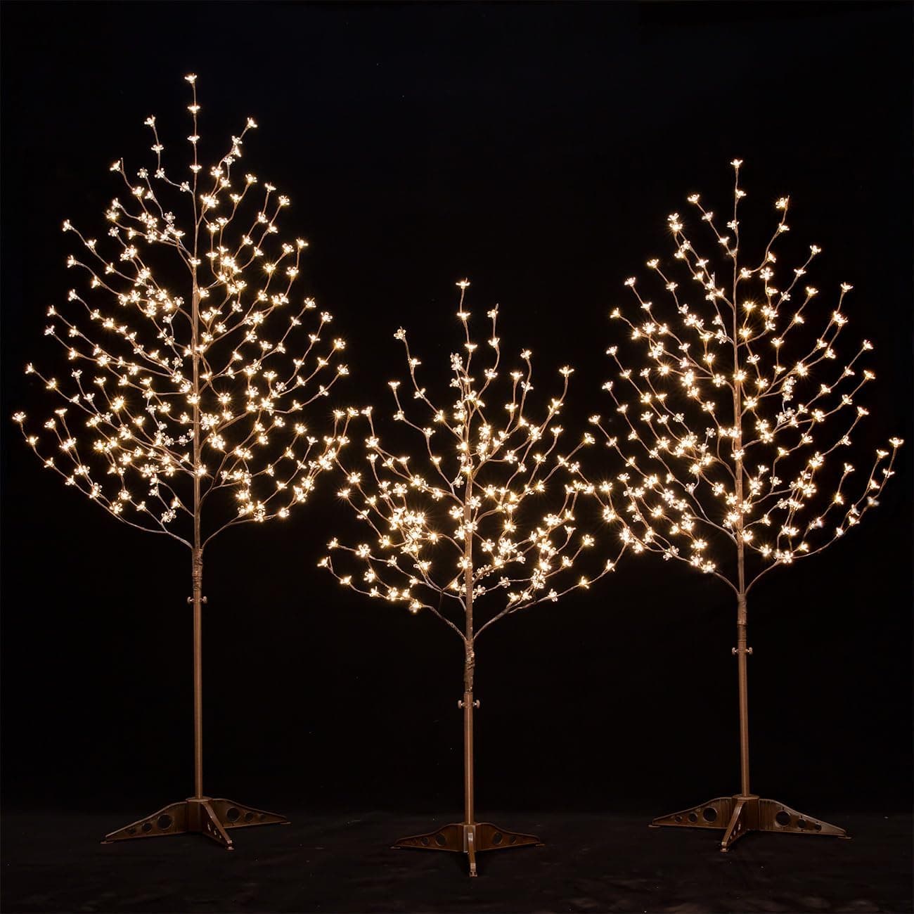 Lighted Cherry Blossom Tree Set 4ft, 5ft and 6ft with 144/184/240 Warm White LED Lights for Holiday Decor - Dimmable, UL Certified, Waterproof - Ideal for Indoor and Outdoor Decoration