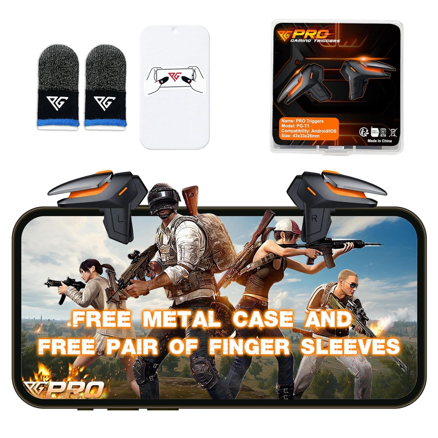 Progameplays Phone Triggers for Gaming – Mobile Triggers for PUBG Mobile iPhone & Android – L1 R1 Gaming Triggers for Phones, ZERO LAG, Fast Aim, No Screen Blocking – CODM Controller Shooter (2 Buttons)
