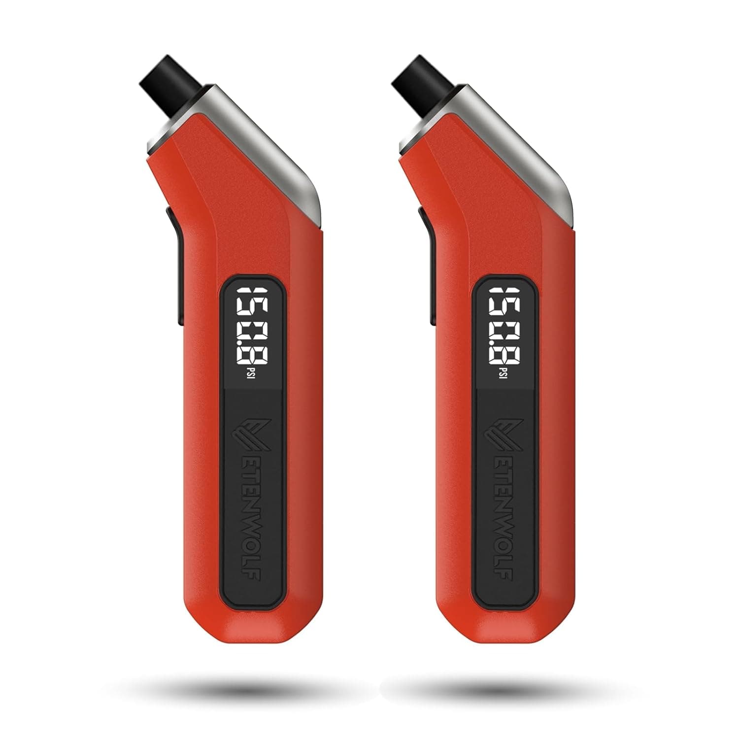 ETENWOLF Digital Tire Pressure Gauge 2 Pack, Industrial Tire Gauge 3-200 PSI, Calibrated to ANSI B40.7 Grade 2A(Plus-Minus 0.5%), Air Pressure Gauge with Replaceable AAA Batteries (Vivid Orange)