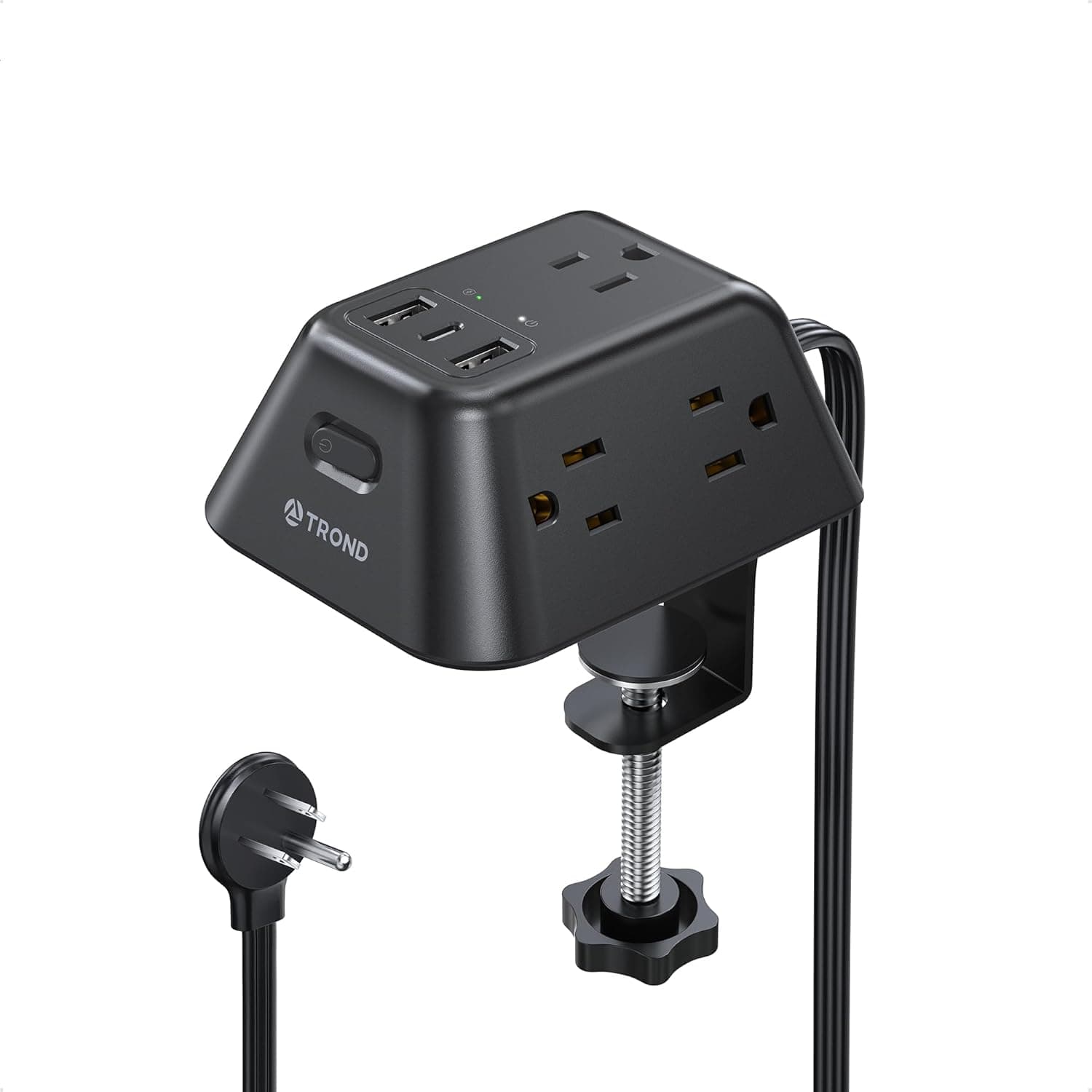 Desk Clamp Power Strip, Surge Protector with 5 AC Outlets and 3 USB Ports, Desk Mount Charging Station, Fit 1.97in Tabletop Edge Thick, 6FT Extension Cord, for Home Office Gaming Accessories