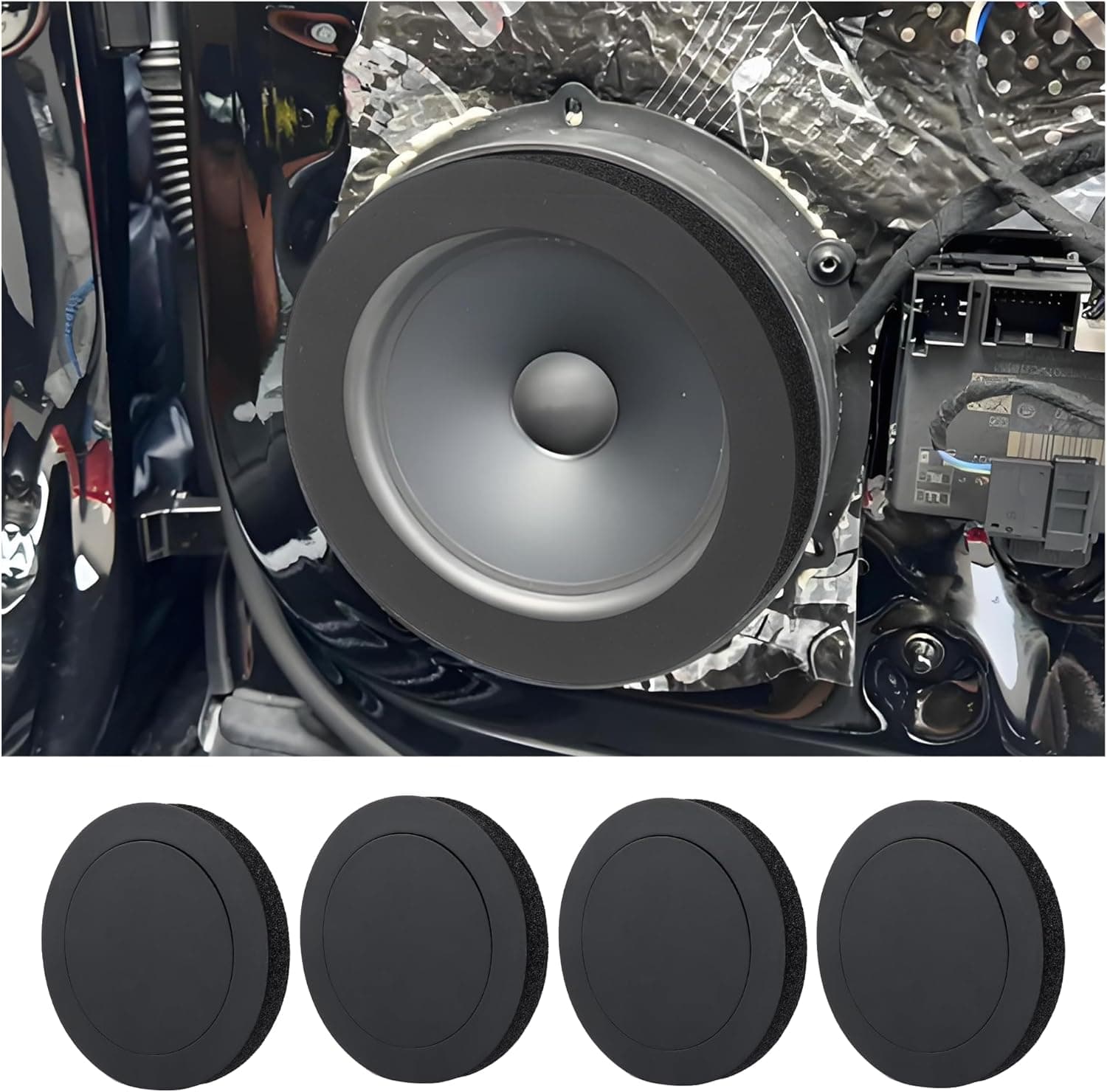 4PCS 6.5 Speaker Rings,Self Adhesive Speaker Foam for Enhancing Stereo Sound,High Resilience Speaker Baffles 6.5 inch Car Audio Accessories Avoid Sound Diffusion for Car SUV Truck