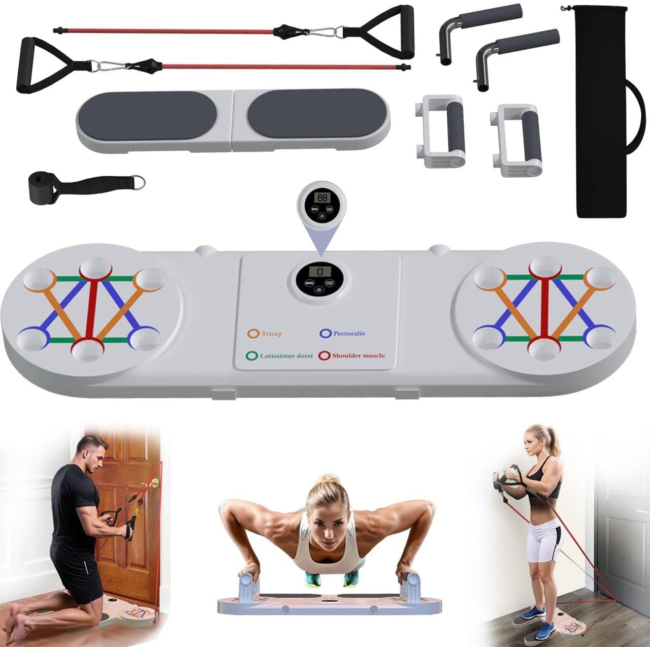 Versatile Push Up Board with Resistance Ropes, Complete Home Fitness Equipment for Core Strengthening, Professional Exercise System for Fat Burning, Perfect for Both Men & Women