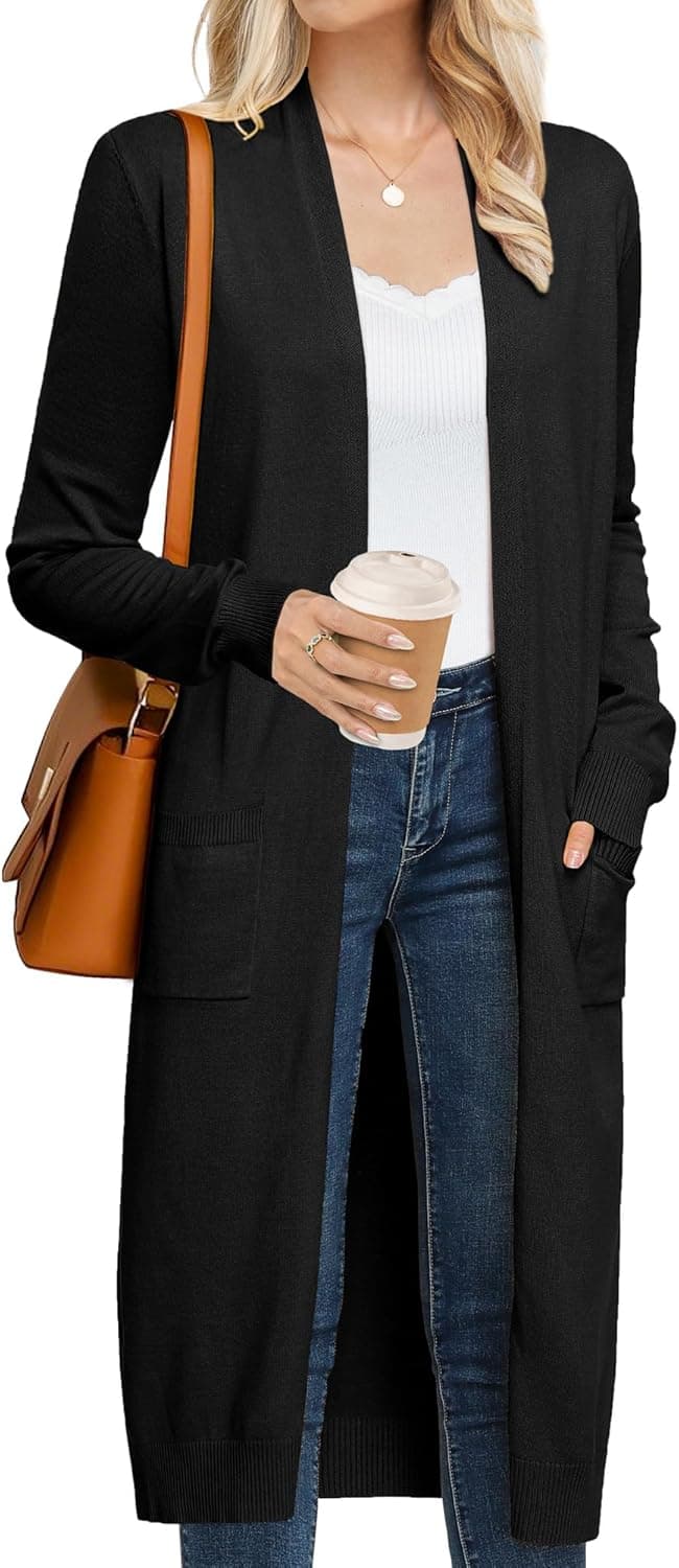 GRACE KARIN Women's 2025 Trendy Long Cardigans Sweater Lightweight Open Front Long Sleeve Maxi Duster Coats with Pockets