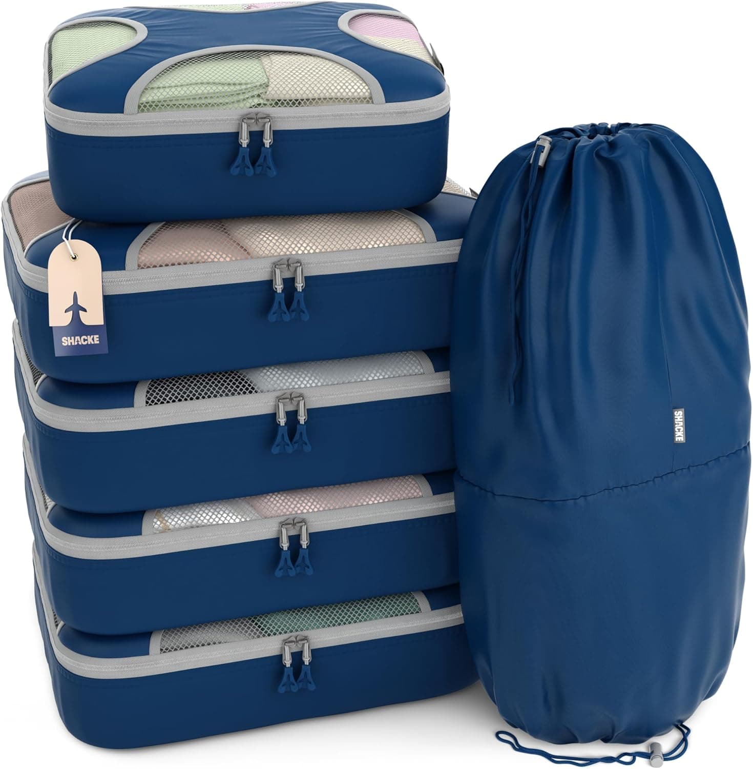 Shacke 6 Set Packing Cubes for Travel - Compression Packing Bags/Travel Organizer - Luggage Organizer Bags for Traveling - Travel Essentials for Women - Cruise Must Haves Packing List