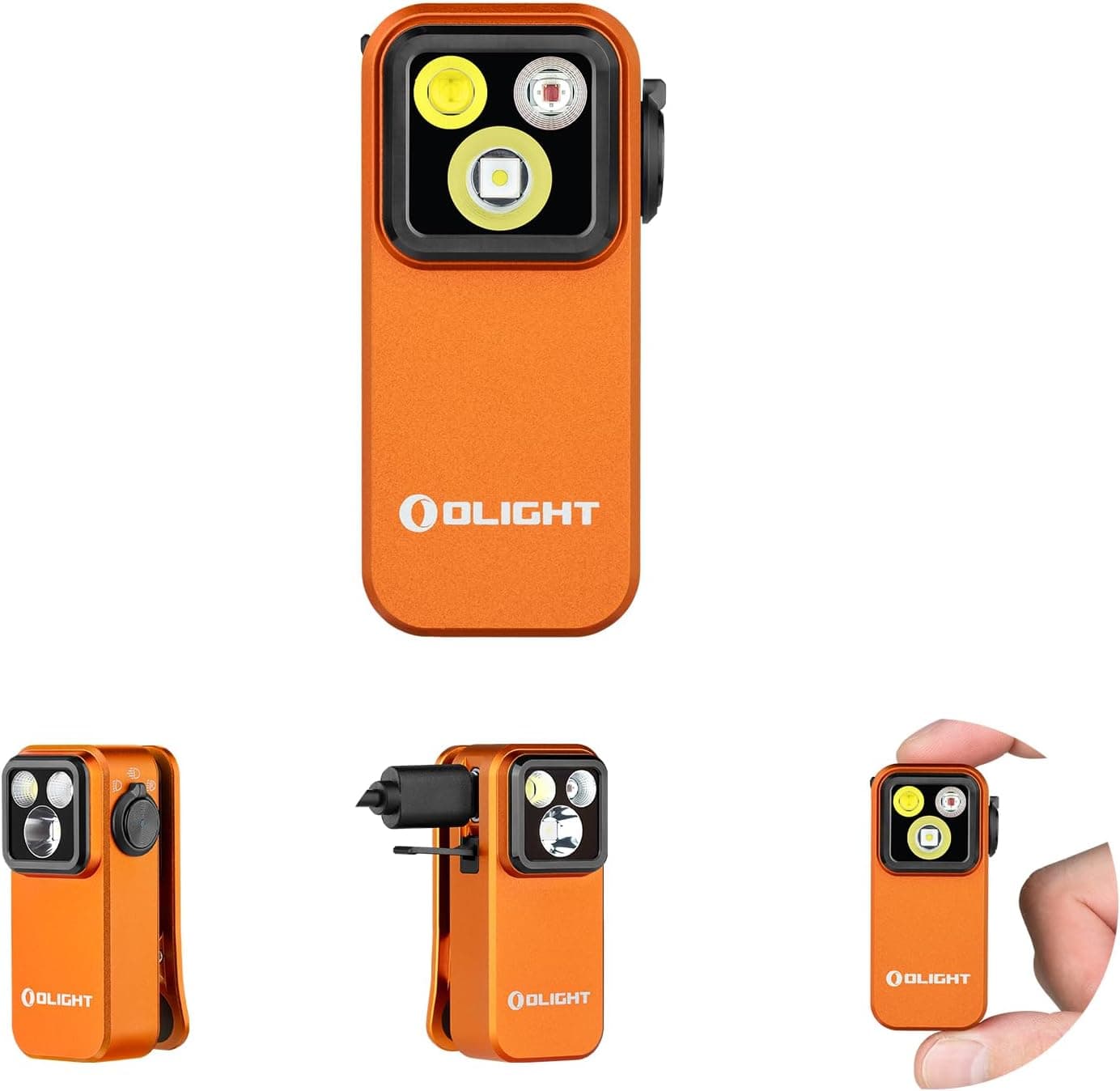 OLIGHT Oclip Pro EDC Flashlight Clip-on Light, Rechargeable 500 Lumens with Three Lighting Solutions Type-C Charging, Magnetic Flash Lights for Signaling, Cycling, Outdoor or Indoor Use(Orange)