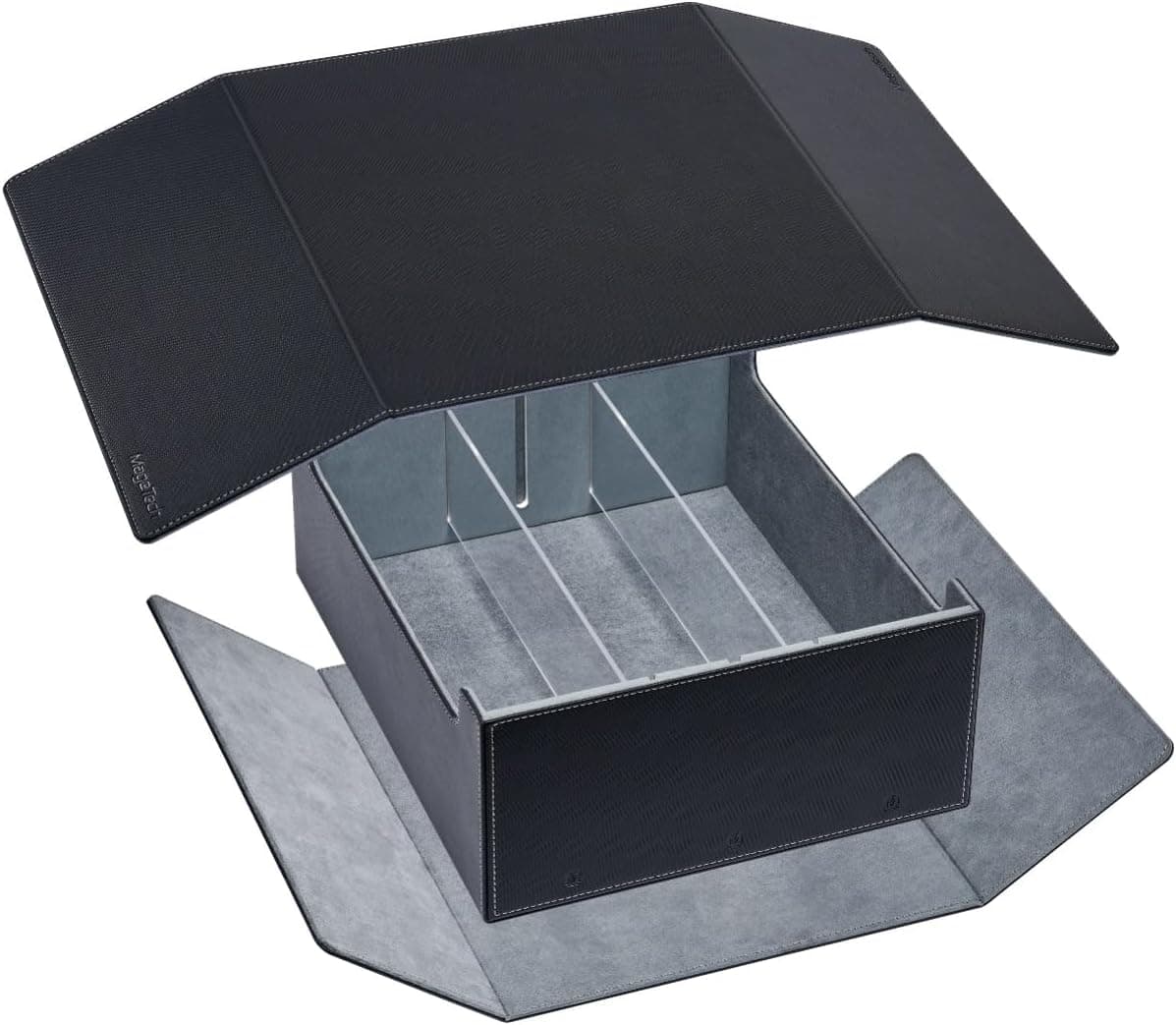 Overseer Card Storage Case - Dual Removable Cover Doubles as Play Mat, Holds 6 Commander(Plus) Deck Boxes, Customizable Compartments for Toploaders, Card Holders, Black/Grey