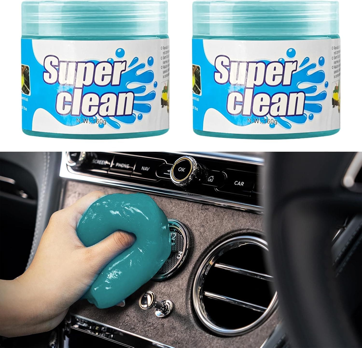 Car Cleaning Gel, Car Cleaning Supplies, Car Cleaning Putty, Universal Car Cleaning Kit Auto Detailing Tools Car Accessories Fit for Automotive, Keyboard, Camera, Printers (Blue, 2PCS)