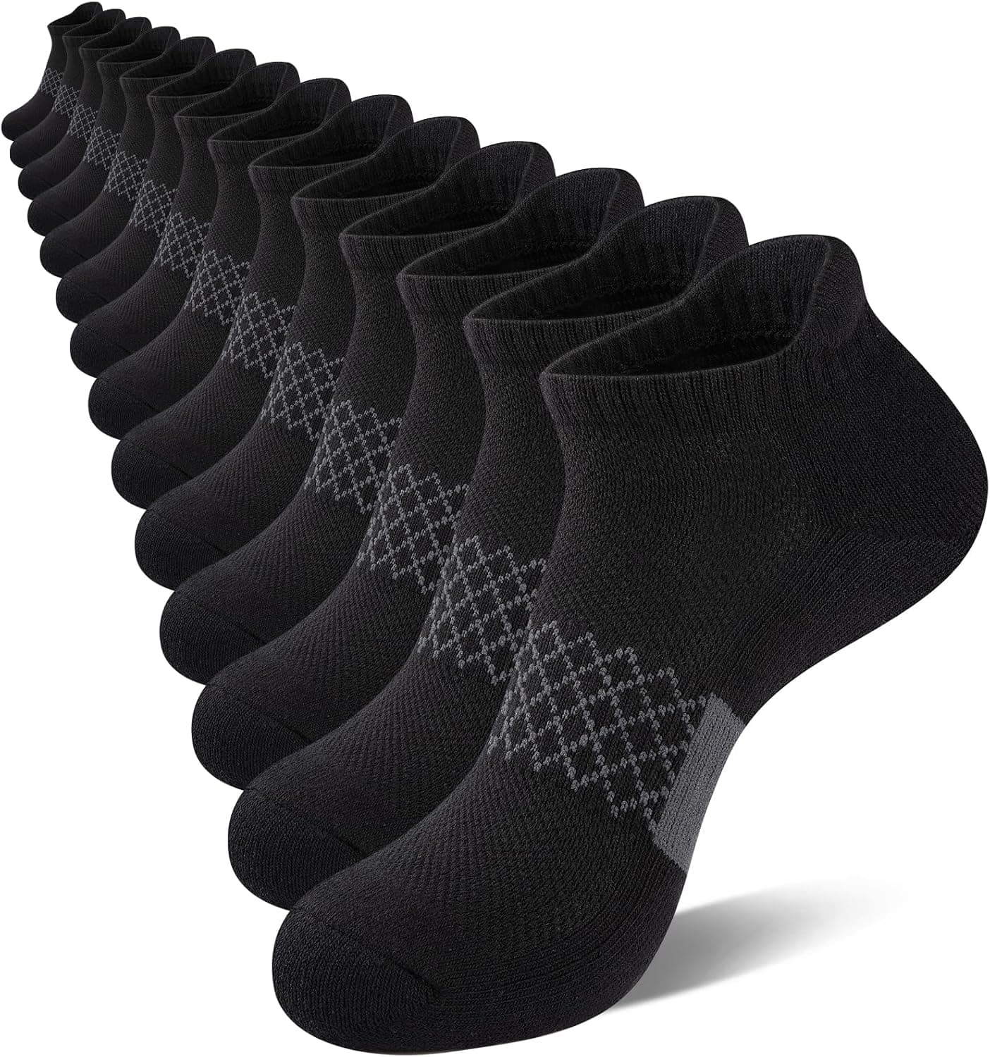 eallco Mens Cotton Ankle Socks Athletic Running Low Cut Breathable Cushioned Sport Tab Short Socks 7 Pairs