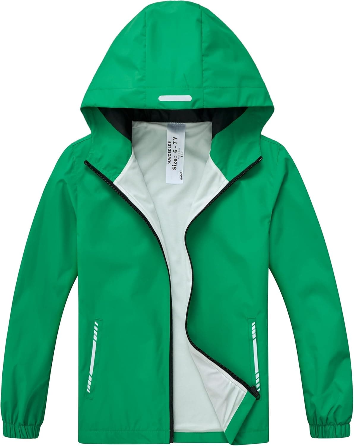 Boys Girls Waterproof Rain Jacket Lightweight soft lining Kids Windbreaker Hooded Coat Easy to Fold