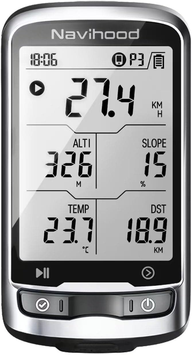 L4 Entry Level GPS Bike Computer Wireless, Laminated 2.3" Screen, Ultra Thin and Lightweight Bike Speedometer, IPX7 Waterproof, Bluetooth ANT+ Cycling Computer