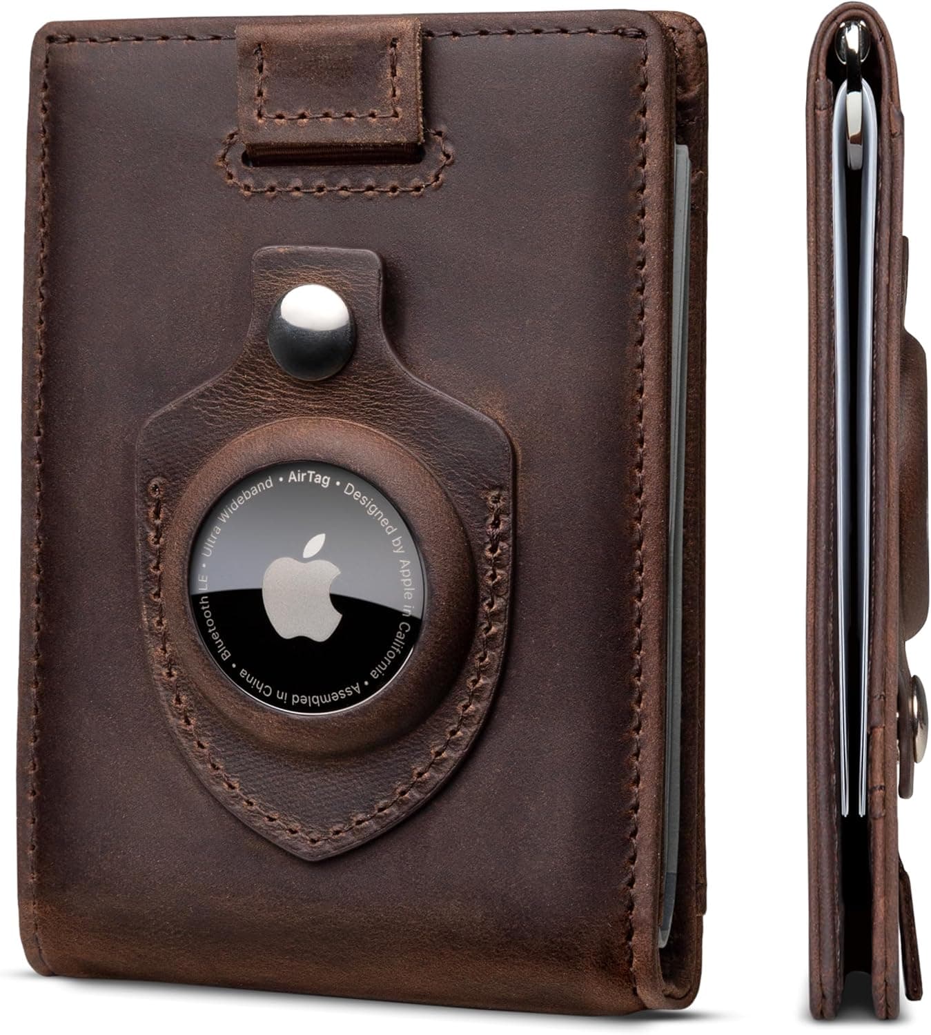 SERMAN BRANDS RFID Blocking Slim Bifold Genuine Leather Minimalist Front Pocket Wallets for Men with Money Clip Thin Mens