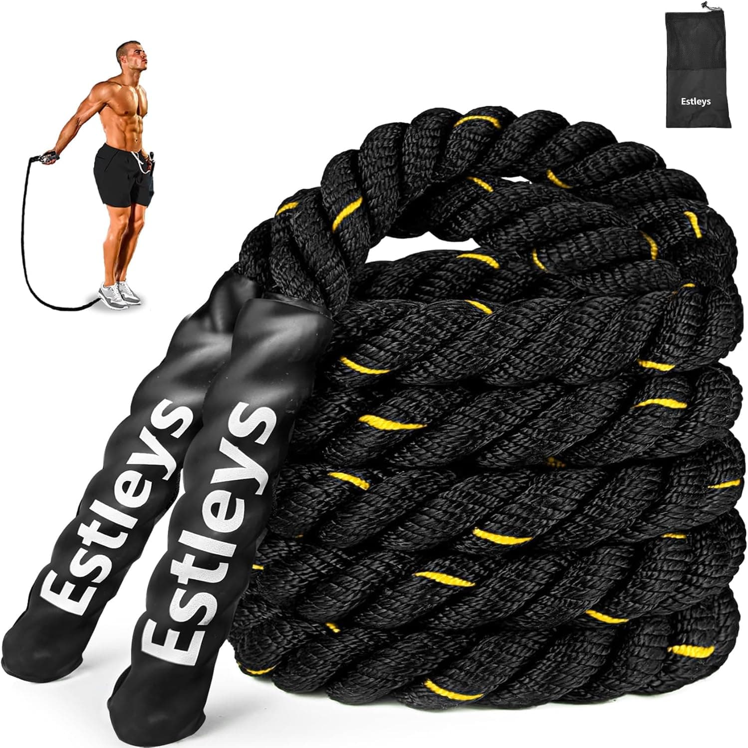 5lb Weighted Jump Rope for Men and Women, Adult Heavy Skipping Rope, Heavy Jump Ropes for Home Workout, Weight Loss, Shaping Body, Total Body Workout Equipment (Black Grey)