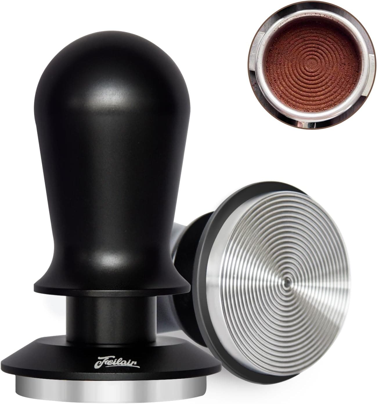 54mm Espresso Tamper, Triple Spring Loaded Tamper, Coffee Tamper with Stainless Steel Ripple Base, Self Leveling Tamper for Barista, Compatible with 53mm/54mm Breville Portafilter