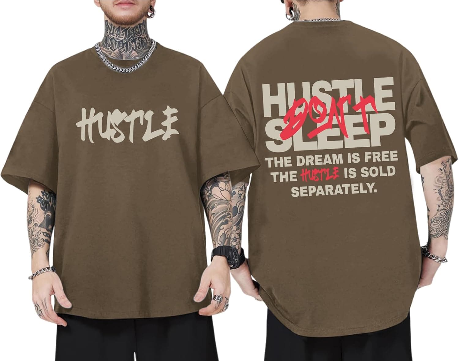 Oversized Graphic Tshirts for Men Streetwear Vintage Letter Shirt Inspirational Motivational Positive Cotton Shirts