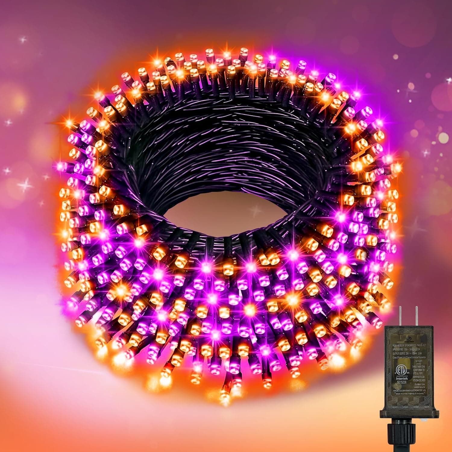 Nisocy 200 LED String Lights Outdoor Waterproof – Purple Orange Fairy Lights with Plug, Connectable Christmas Tree Lights for Patio, Garden, Bedroom, Wedding, Party, Decor (66FT)