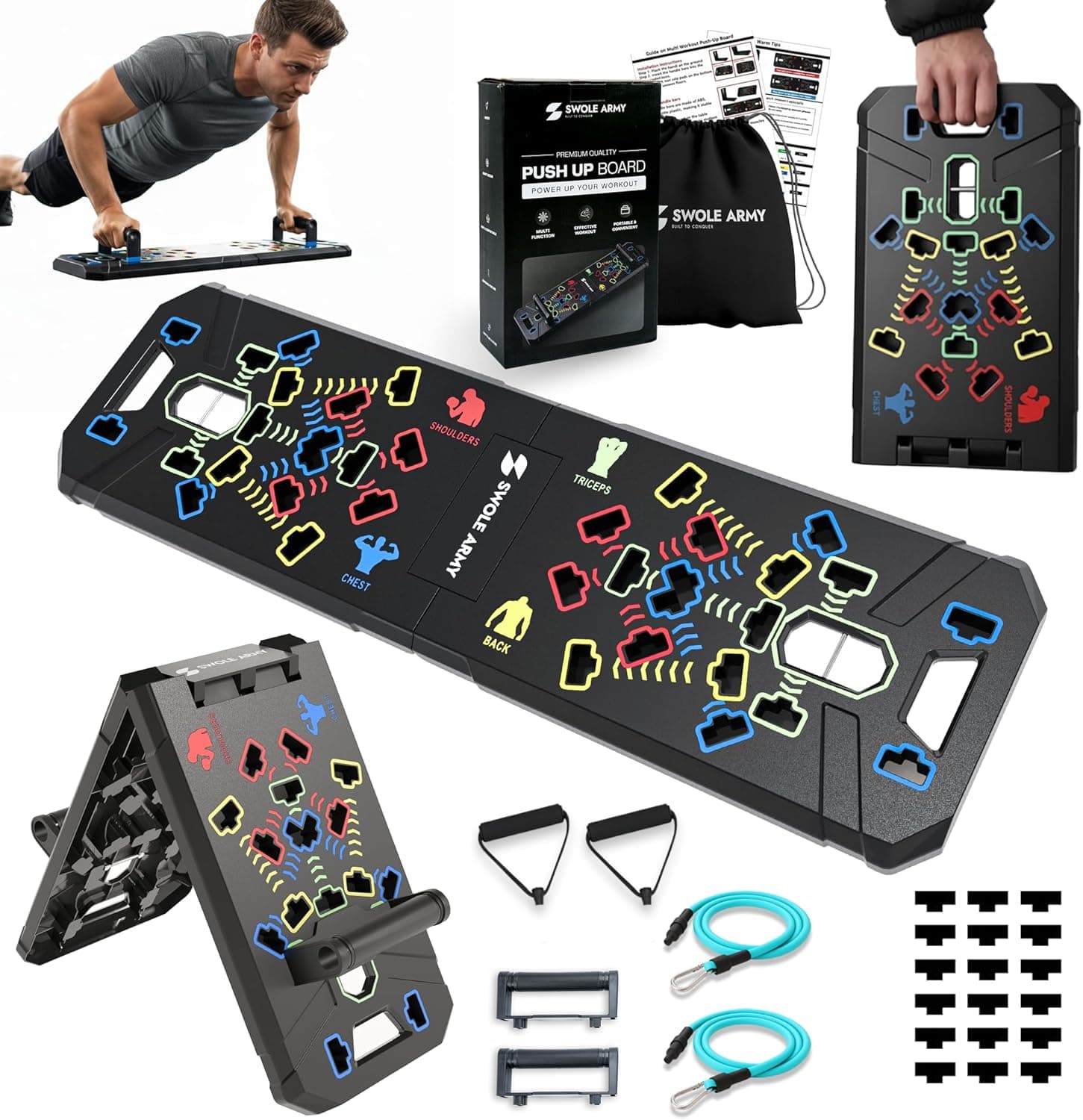 Solid Push Up Board | 20-in-1 Home Workout Equipment | Multi-Functional Pushup Board For Men & Women | Professional Pushup Stands For Chest Muscles