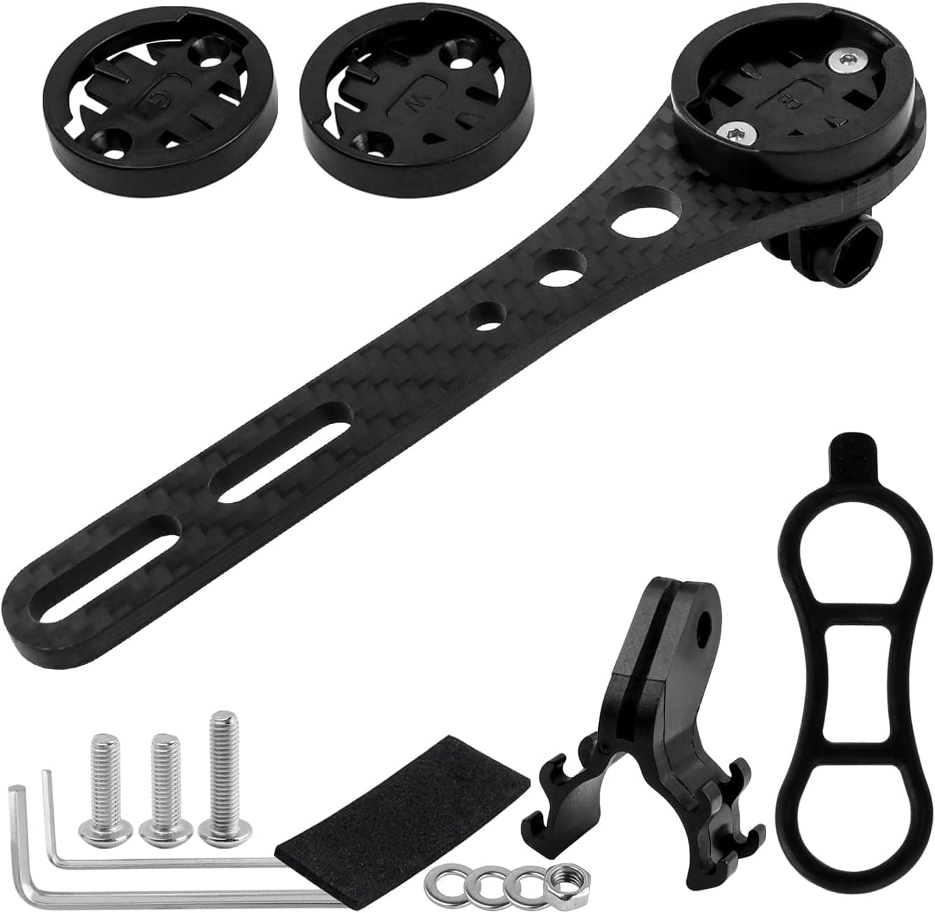 Mesee Bicycle Out Front Mount, Road Bike Computer Mount Carbon Fiber Integrated Handlebar Computer Holder Extension for Holding Bike Computer, Action Camera, Cycling Lights, Flashlight, Headlight