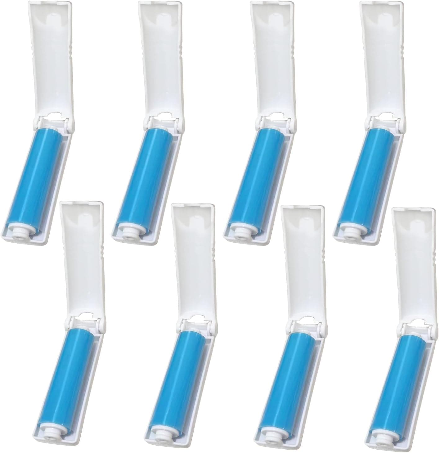 Mini Reusable Lint Roller for Travel, 8 Pack Washable Foldable Lint Remover with Sticky Gel, Portable, Compact and Easy to Clean for Clothes and Luggage Use (Blue)