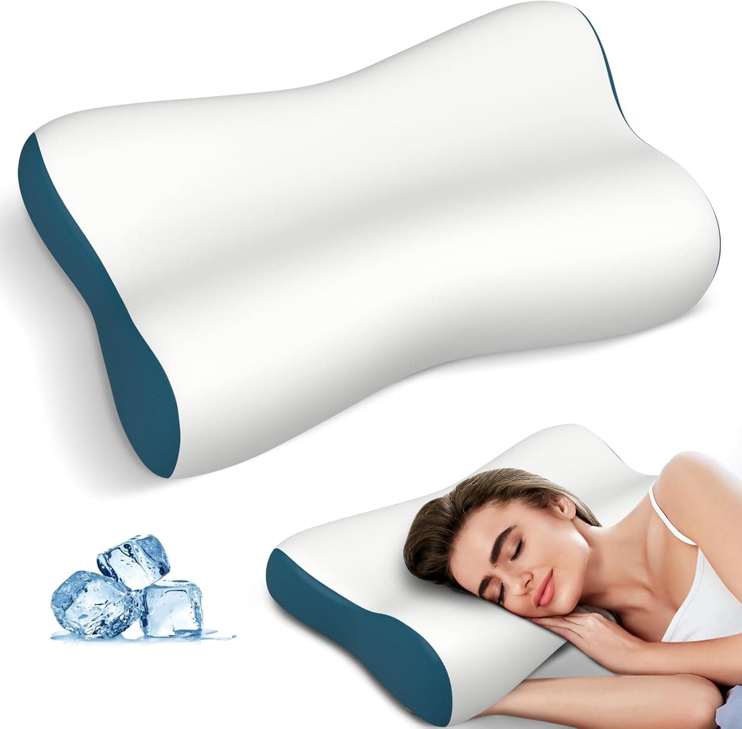 Cervical Neck Pillow for Pain Relief, Contour Memory Foam Pillows for Sleeping, Ergonomic Pillow Orthopedic Cooling Pillow Bed Pillow Neck Support for Side Back Stomach Sleepers