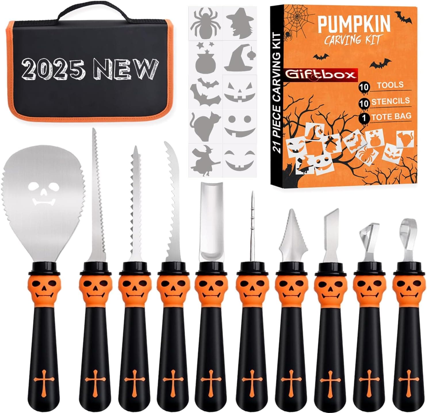 Pumpkin Carving Kit Tools Halloween, Professional Heavy Duty Carving Set, Stainless Steel Sculpting Tool Carving Knife for Halloween Decoration Jack-O-Lanterns, Gift for Halloween