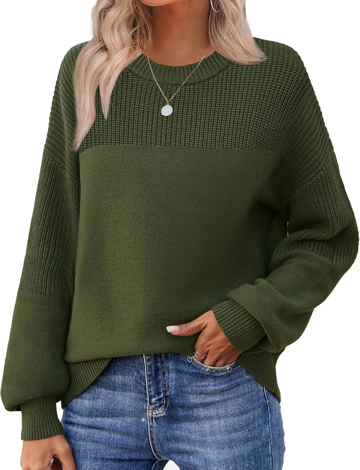 Zeagoo Women's 2025 Fall Chunky Knit Sweater Oversized Crewneck Long Sleeve Winter Cotton Pullover Sweaters Jumper Tops