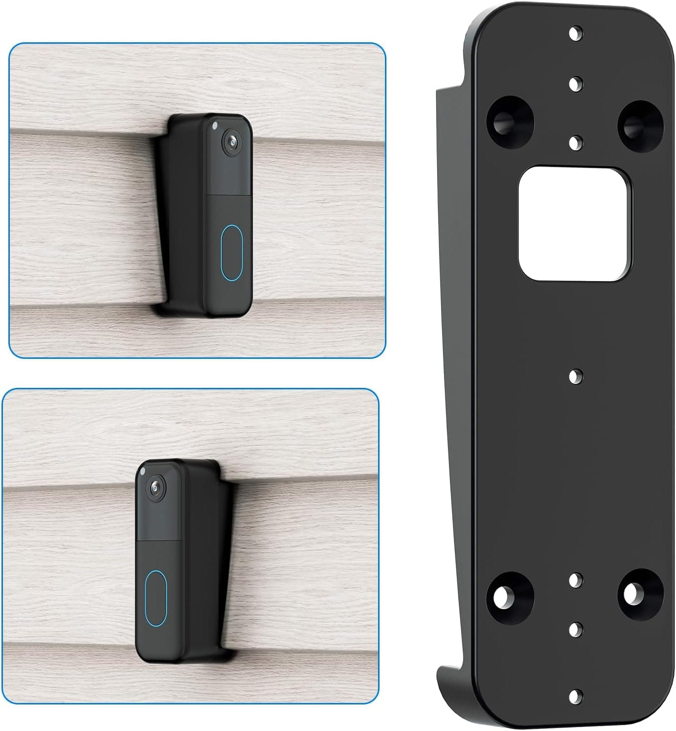 Blink Doorbell Vinyl Siding Mount,Compatible with All-New Blink Video Doorbell Camera (2nd Gen),Adjustable Doorbell Corner Wedge Kits (Only Apply for 4" Standard Vinyl Siding),Black
